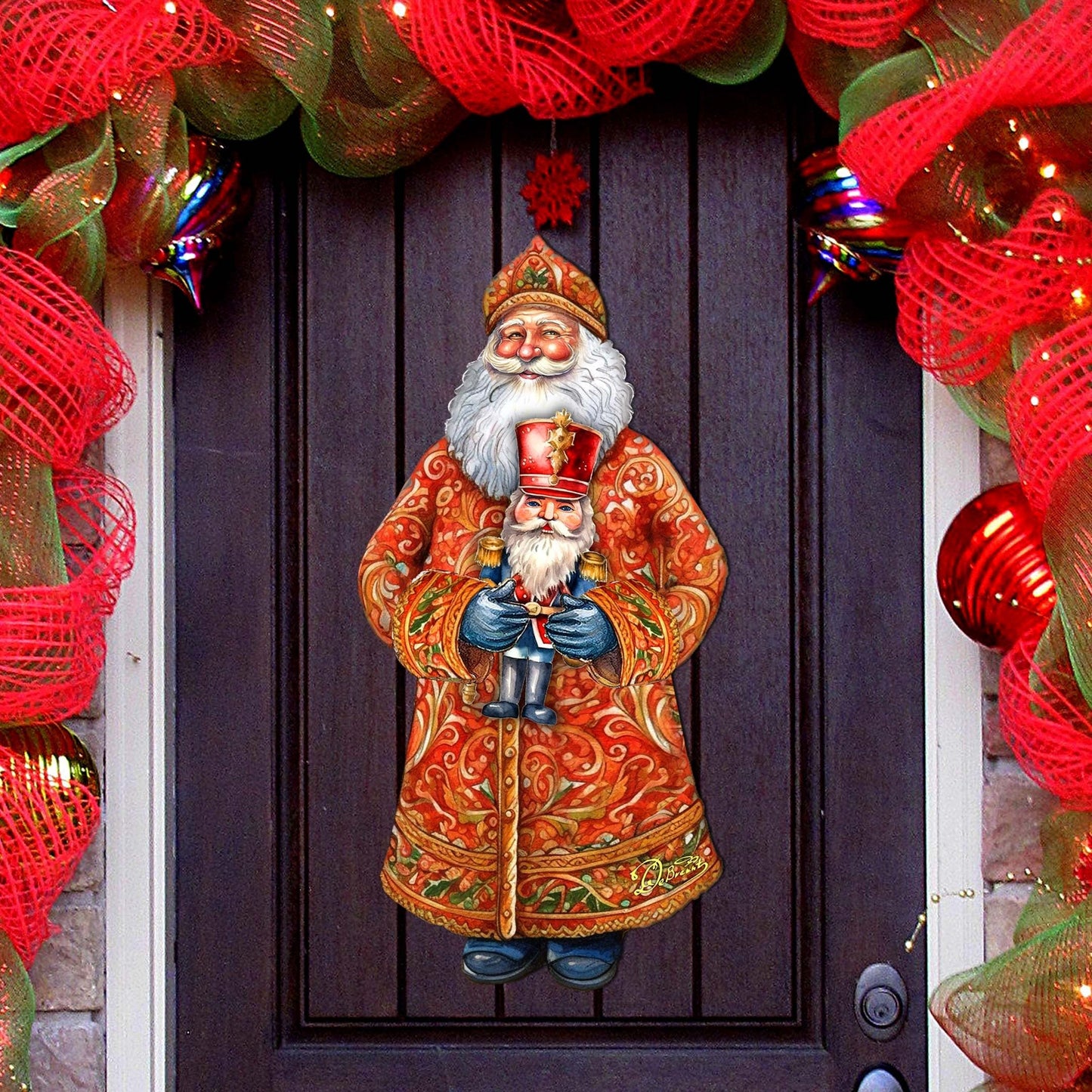 Santa's Holiday Nutcracker Holiday Door Decor by G. Debrekht - Christmas Santa Snowman Decor - 8691401H