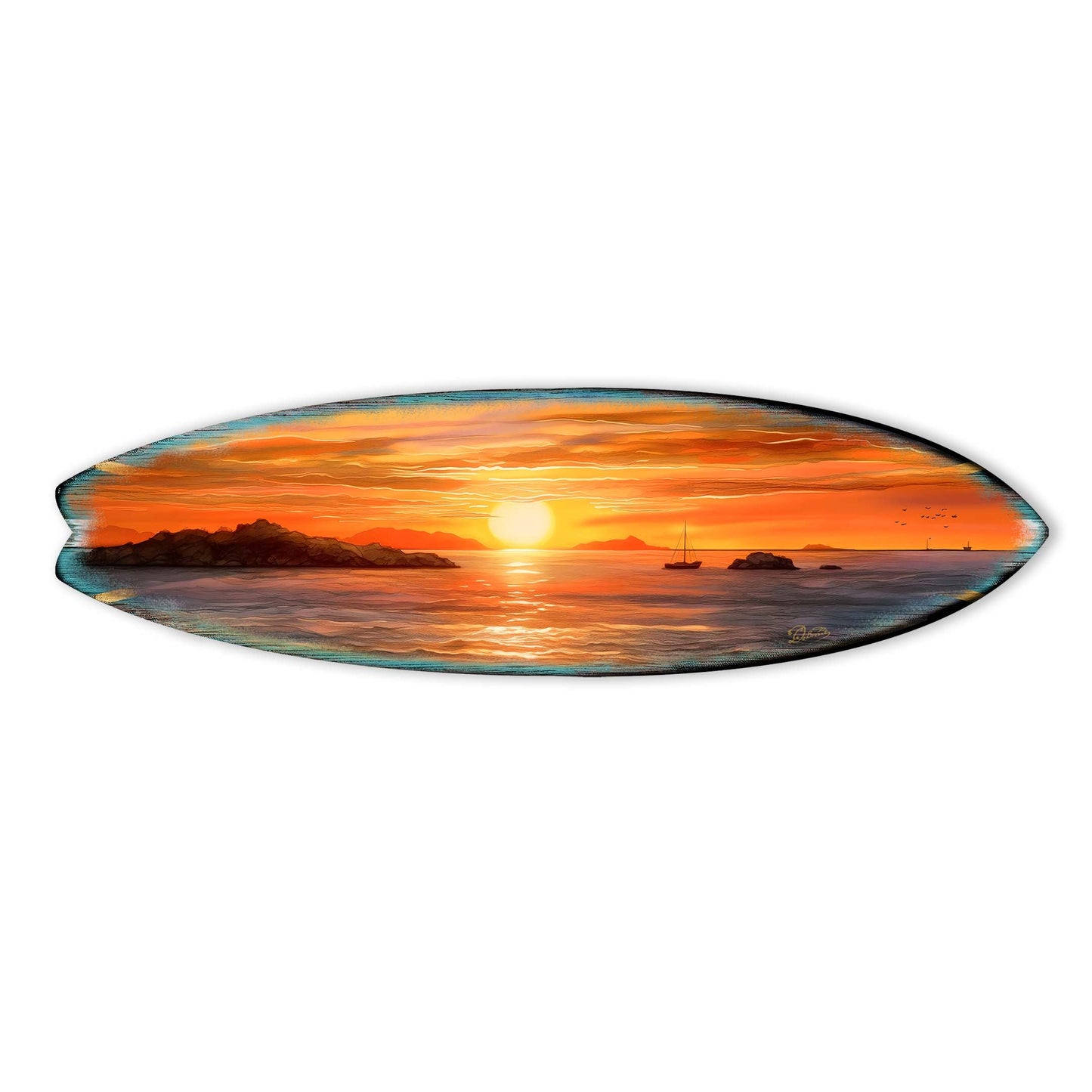 Sunset Symphony Surfboard Coastal Wall Art by G. DeBrekht - Coastal Holiday Decor - 8490133HS