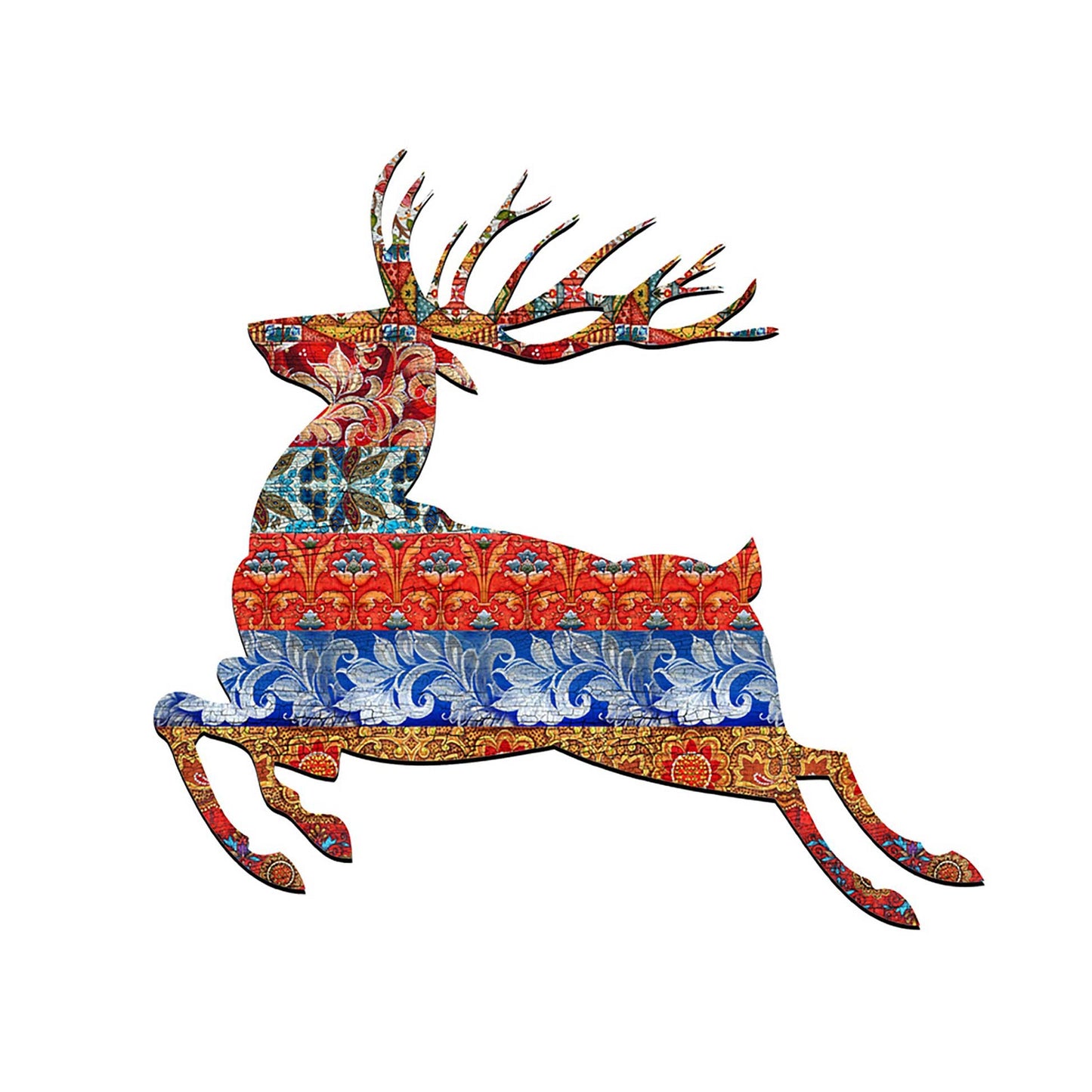 Country Quilted Reindeer Wildlife Door Decor - G. DeBrekht - Wildlife Holiday Decor - 8198211-4H