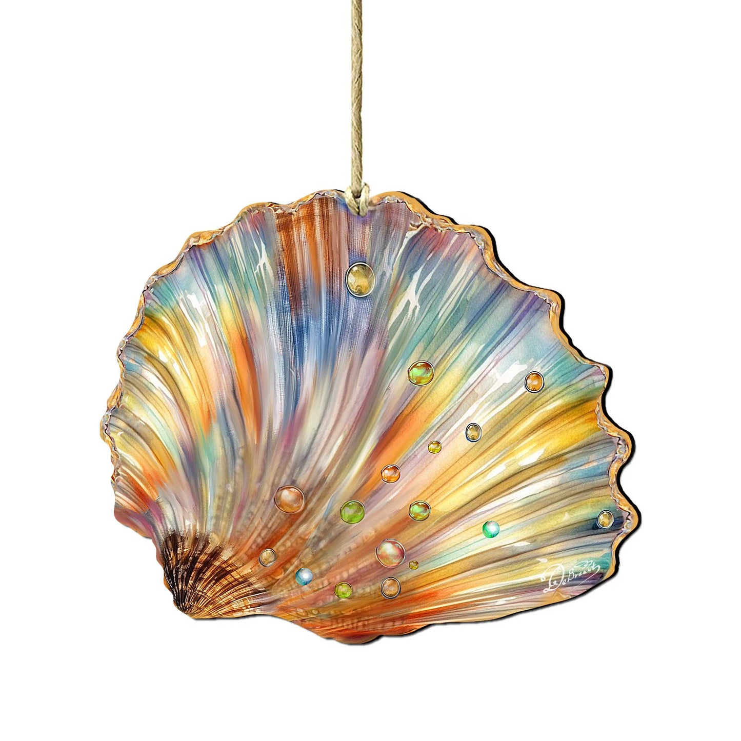 Coastal Christmas Decor - Rainbow Shell Wooden Ornaments by G.Debrekht Coastal Holiday Decor - 8688196