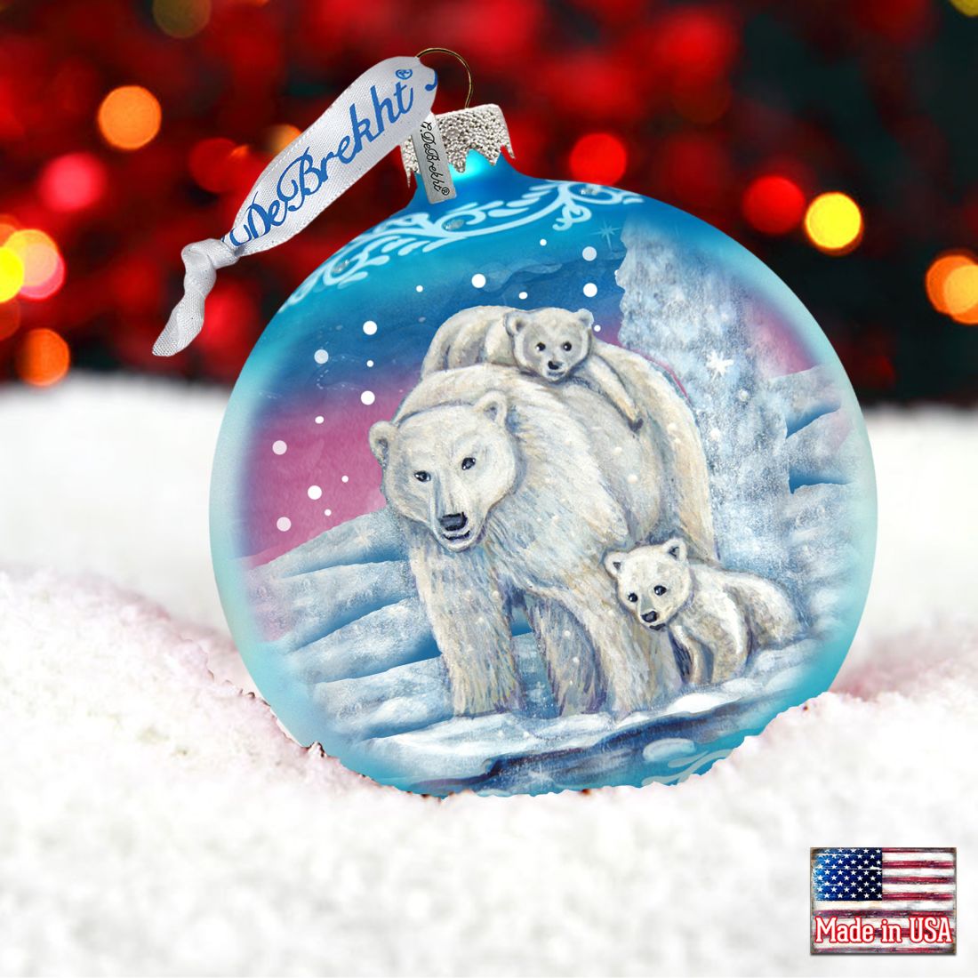 Polar Family Ball Glass Ornament by G. DeBrekht - Wildlife Holiday Decor - 73322