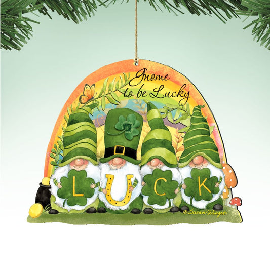 St Patrick's Gnomes Wooden Ornaments by Susan Winget - Celtic Decor - 8471110-SW