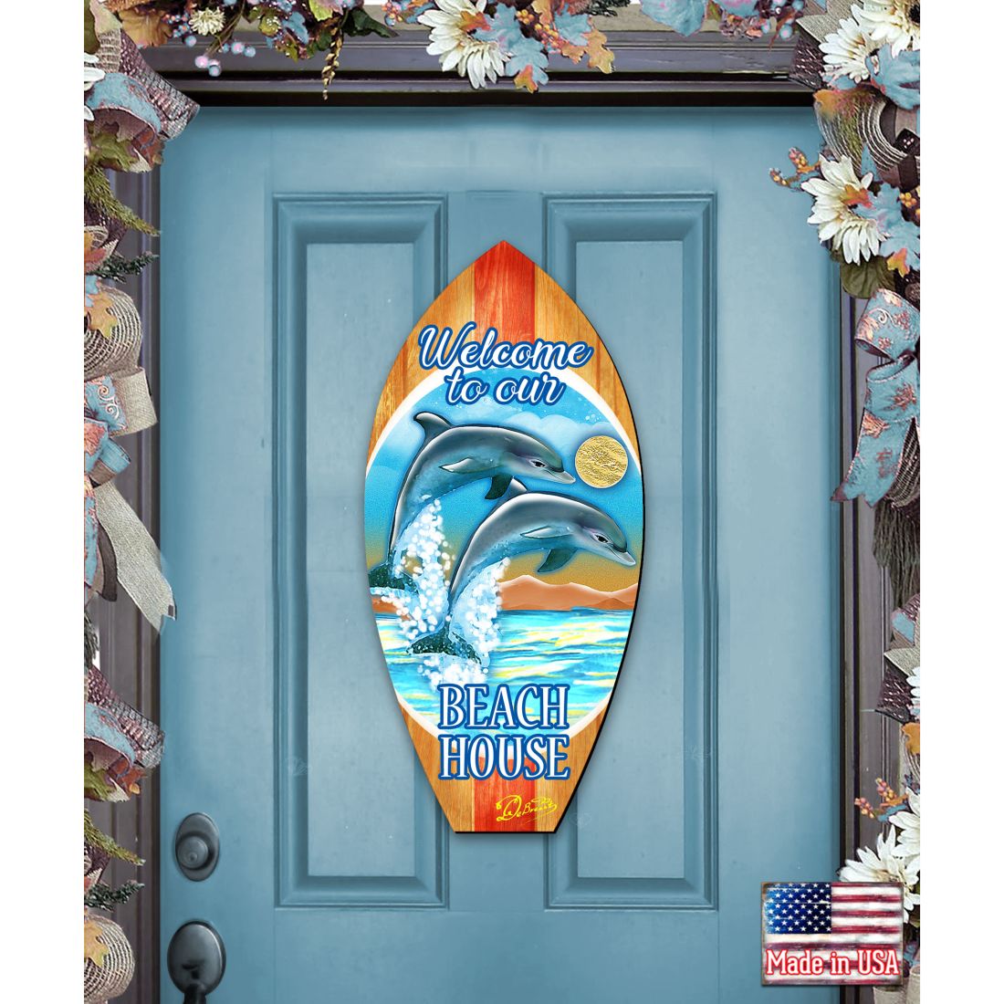 Surfboard Coastal Door Decor by G. DeBrekht - Coastal Holiday Decor - 8198522-2H