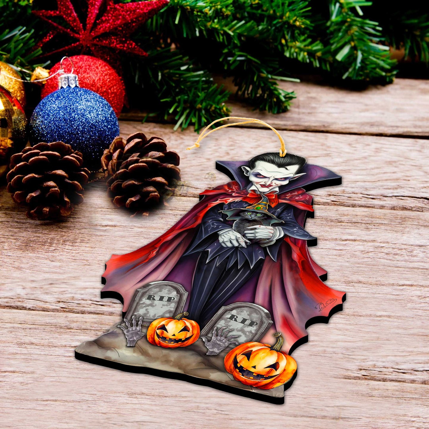 Dracula Wooden Ornaments by G. Debrekht  - Halloween Decor - 8652822