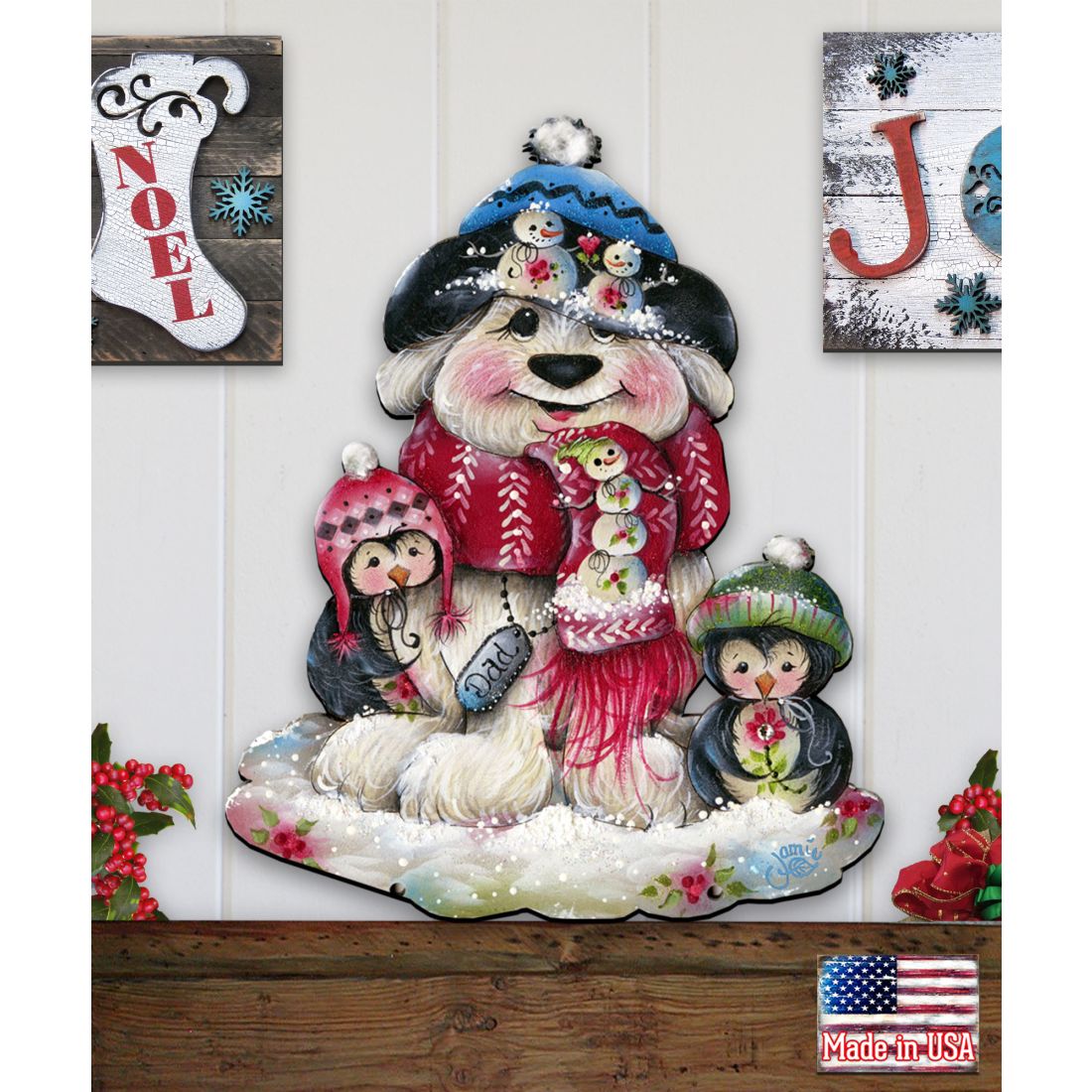 Christmas Dog Penguin Door Decor by Jamie Mills-Price - Pets Dog and Cats Decor - 8457503H