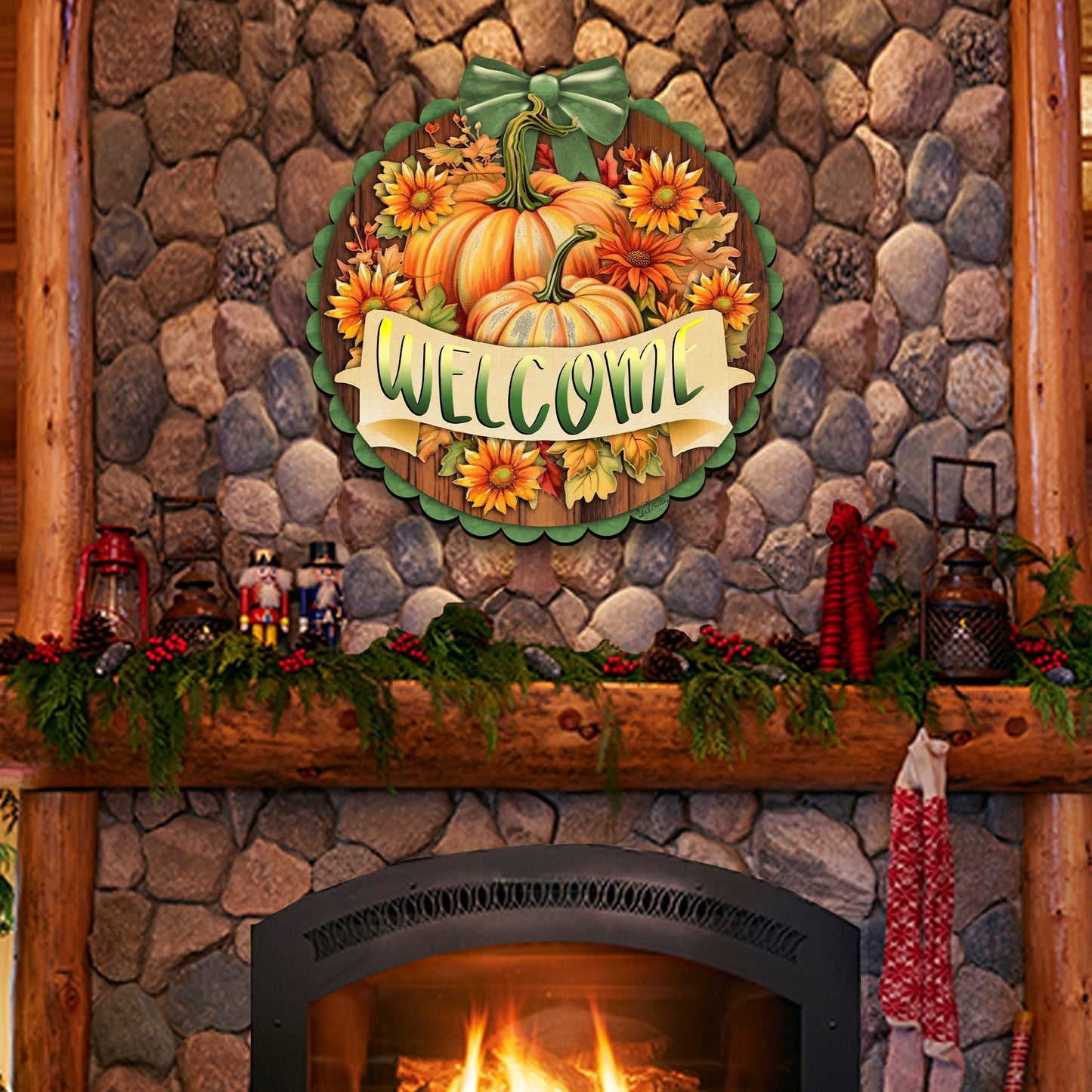 Welcome Front Door Welcome Sign, Wooden Front Porch Decor by G. Debrekht Thanksgiving Halloween Decor - 933123H