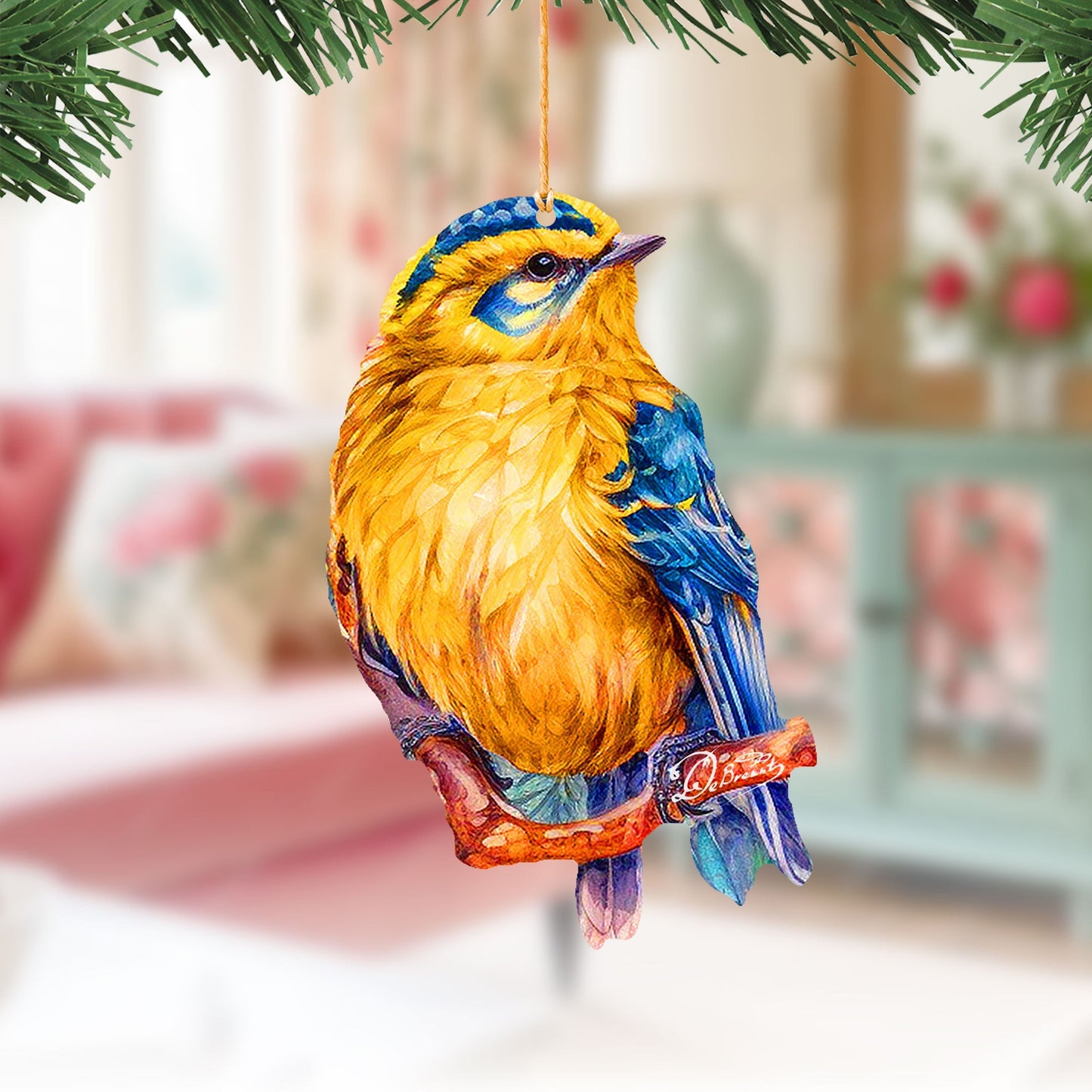 Forest Birds Decorative Wooden Ornaments Set of 3 by G. Debrekht - Nature Wildlife Decor - 8091005-S3