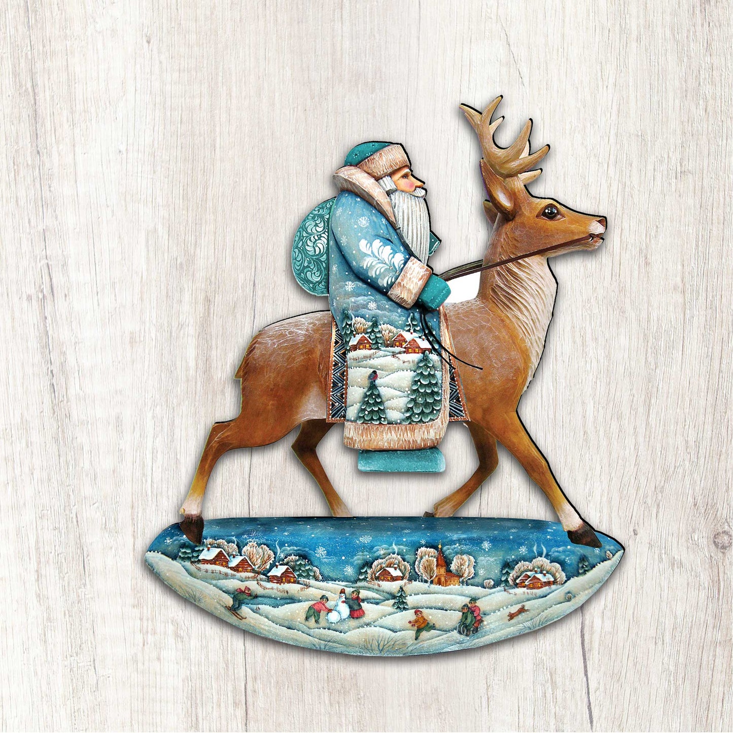 Reindeer Ride Santa Christmas Door Decor by G. DeBrekht - Christmas Santa Snowman Decor - 8151123H