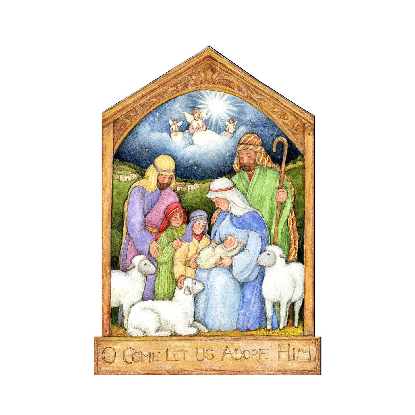 Holy Family Nativity Door Decor by Susan Winget - Nativity Holiday Decor - 8471112H-SW