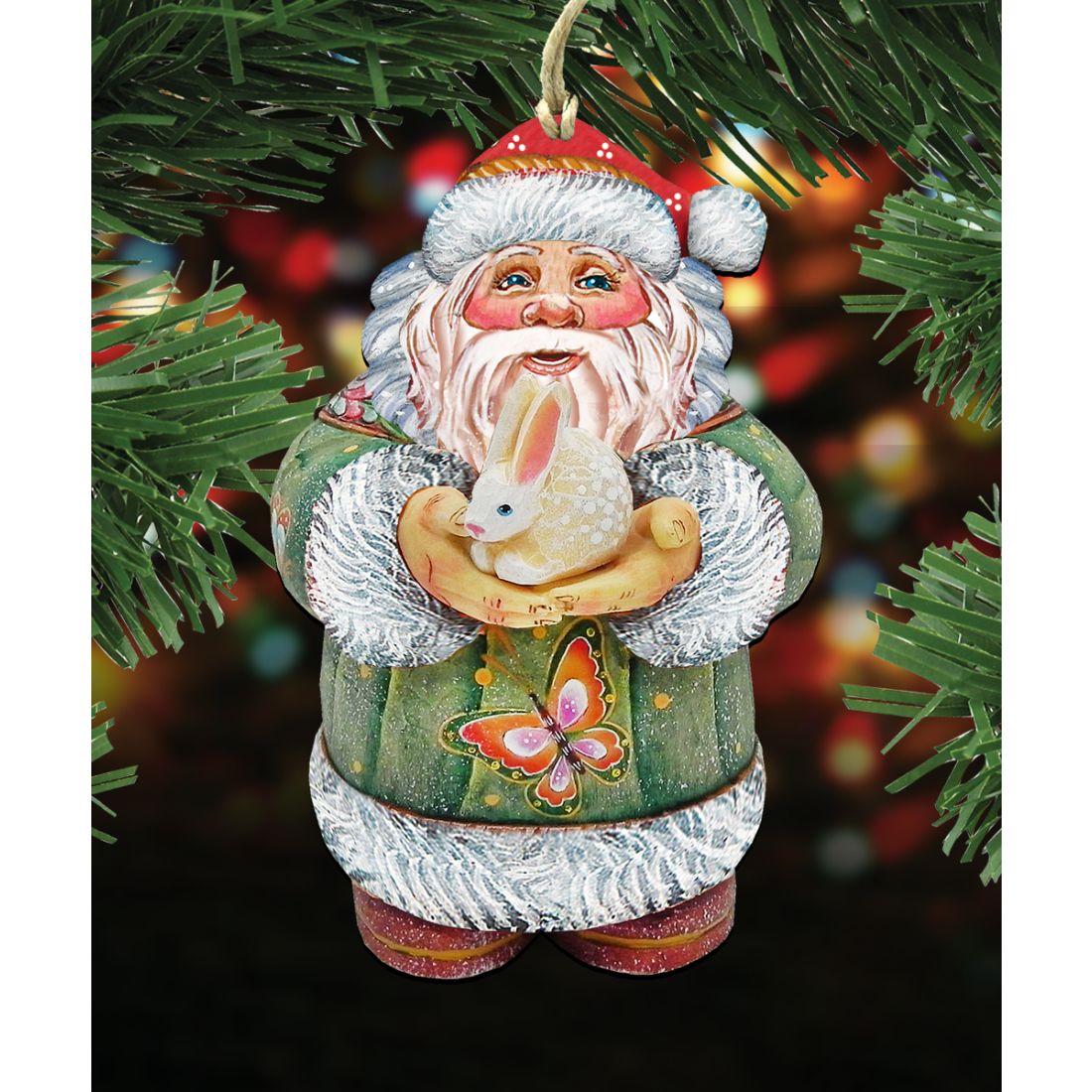 Bunny Santa Christmas Wooden Ornaments by G. DeBrekht - Easter Spring Decor - 8118085