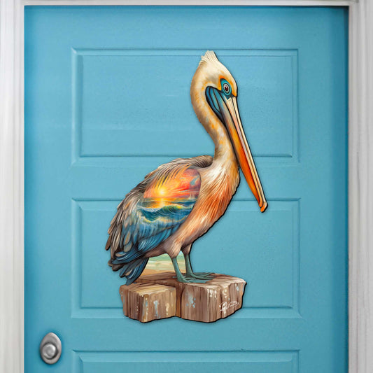 Coastal Pelican Outdoor Door Decor by G. DeBrekht - Coastal Holiday Decor - 8652801H