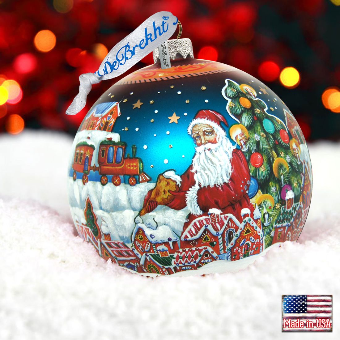 Gingerbread House Glass Ornament Limited Edition by G. DeBrekht - Christmas Santa Snowman Decor - 73858