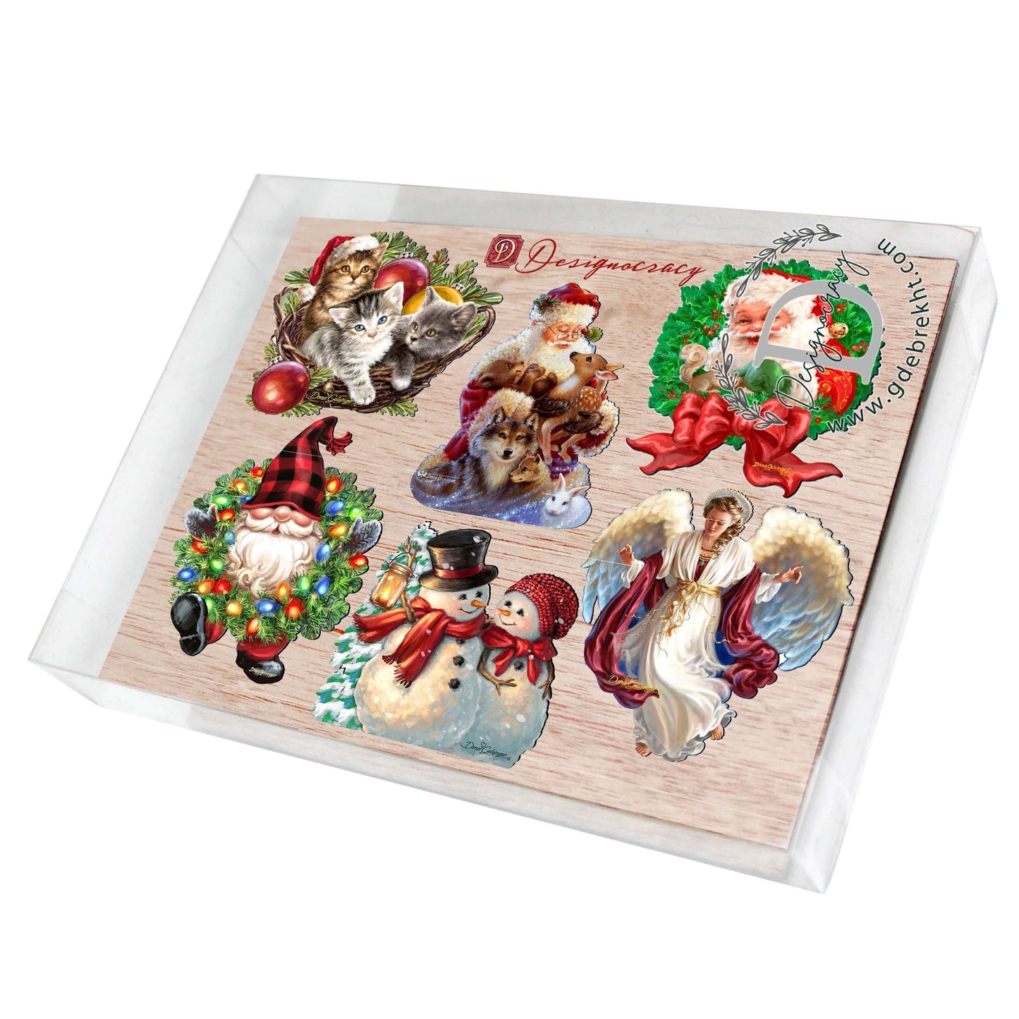 Santa and Friends Decorative Wooden Magnets Set of 6 by D. Gelsinger - Christmas Decor - 8090134G-S6