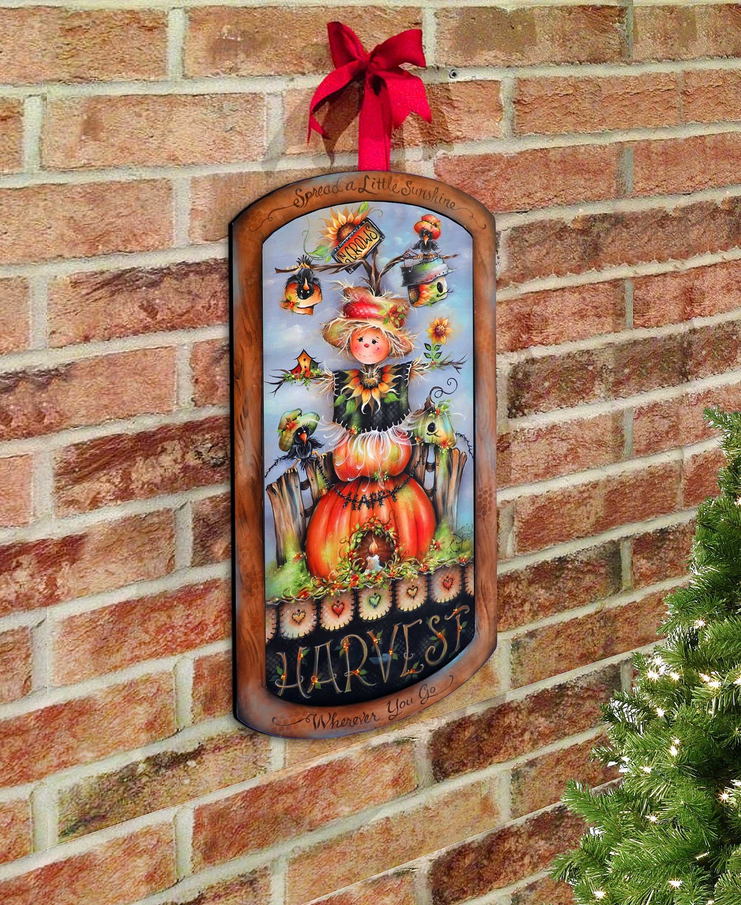 Harvest Pumpkin Scarecrow Holiday Door Decor by Jamie Mills-Price - Thanksgiving Decor - 8611075H-MP
