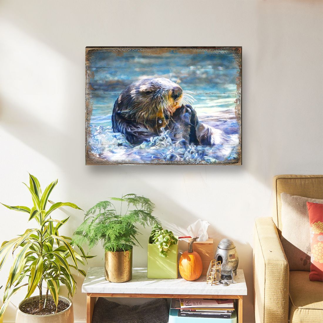 Otter Wooden Coastal Wall Art by Nature Wonders - Coastal Sea-Life Decor - 95239B