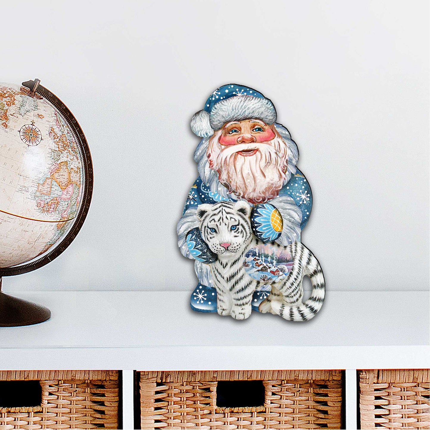 White Tiger Santa Christmas Door Decor by G. DeBrekht - Christmas Santa Snowman Decor - 8118091H