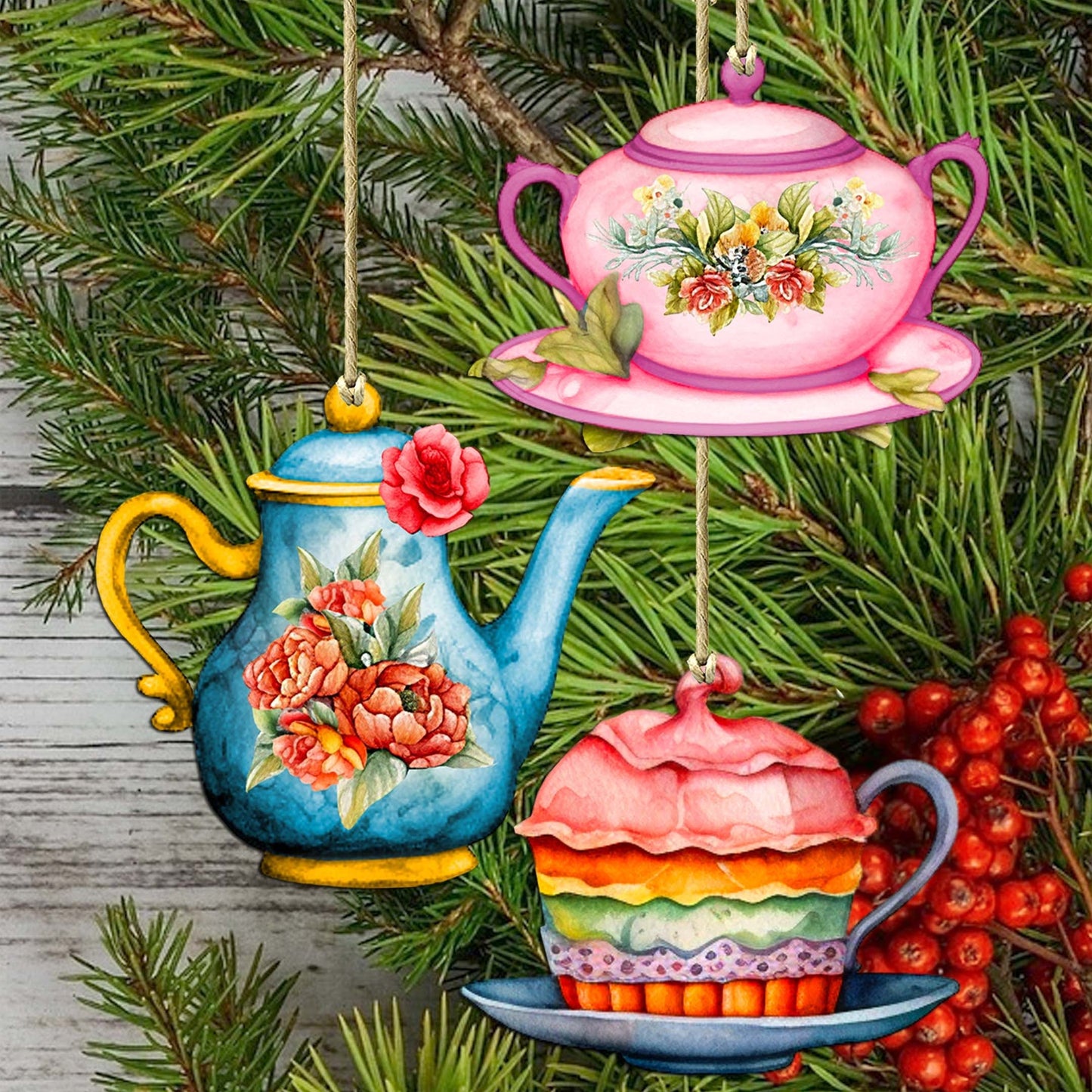 Happy Mother's Day Decorative Wooden Ornaments Set of 3 by G. Debrekht - Love Family Decor - 8091059-S3