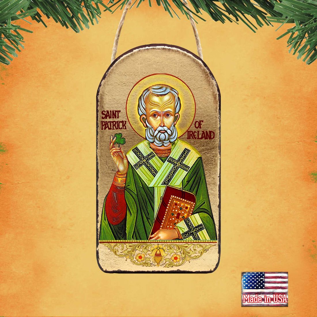 Saint Patrick Religious Celtic Sacred Icon Ornament - Celtic Decor - 87060