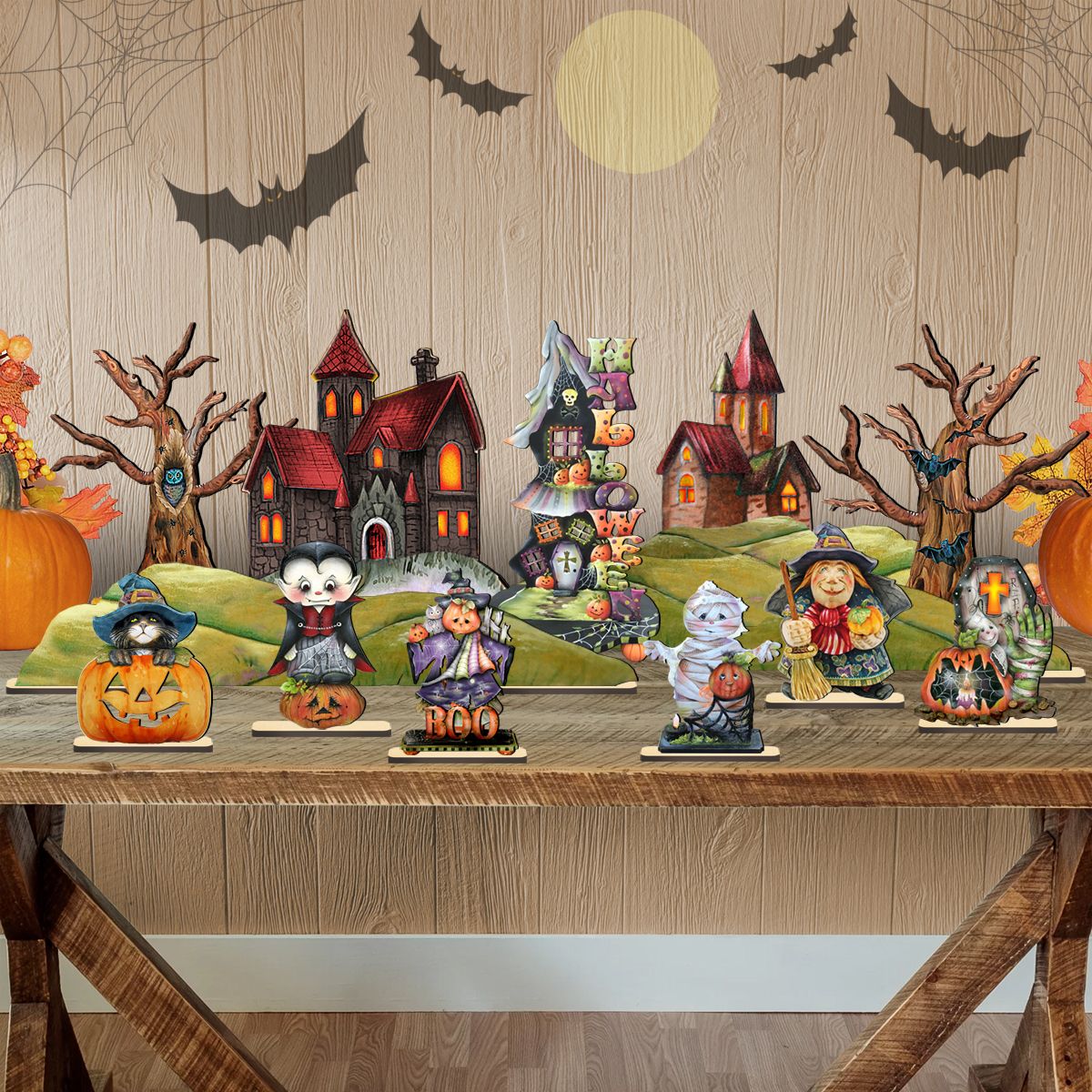 Halloween Village Set 14 by G. DeBrekht - Thanksgiving Halloween Decor - 852740-S14