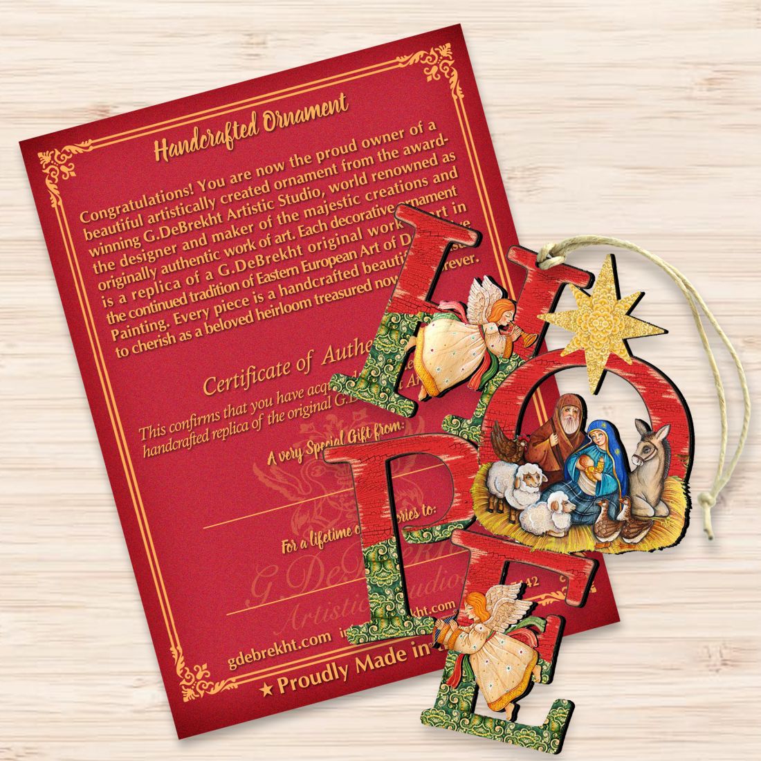 Hope Nativity Wooden Ornaments by G. DeBrekht - Nativity Holiday Decor - 8121461