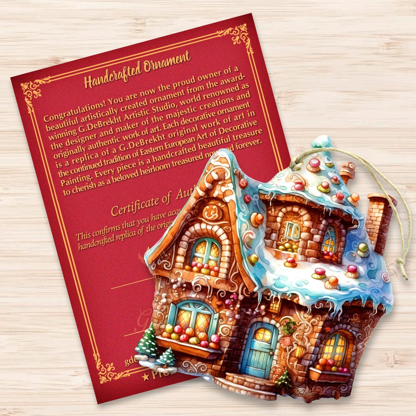 Gingerbread House Wooden Ornaments by G. Debrekht - Christmas Decor - 8100191-2