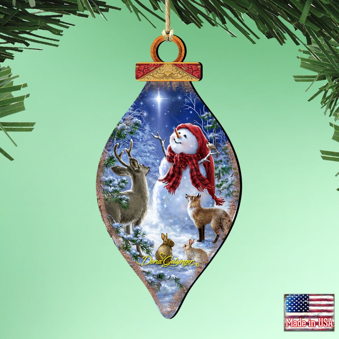 Heaven and Snowman Wooden Ornaments by Gelsinger - Christmas Santa Snowman Decor - 8041149-1801