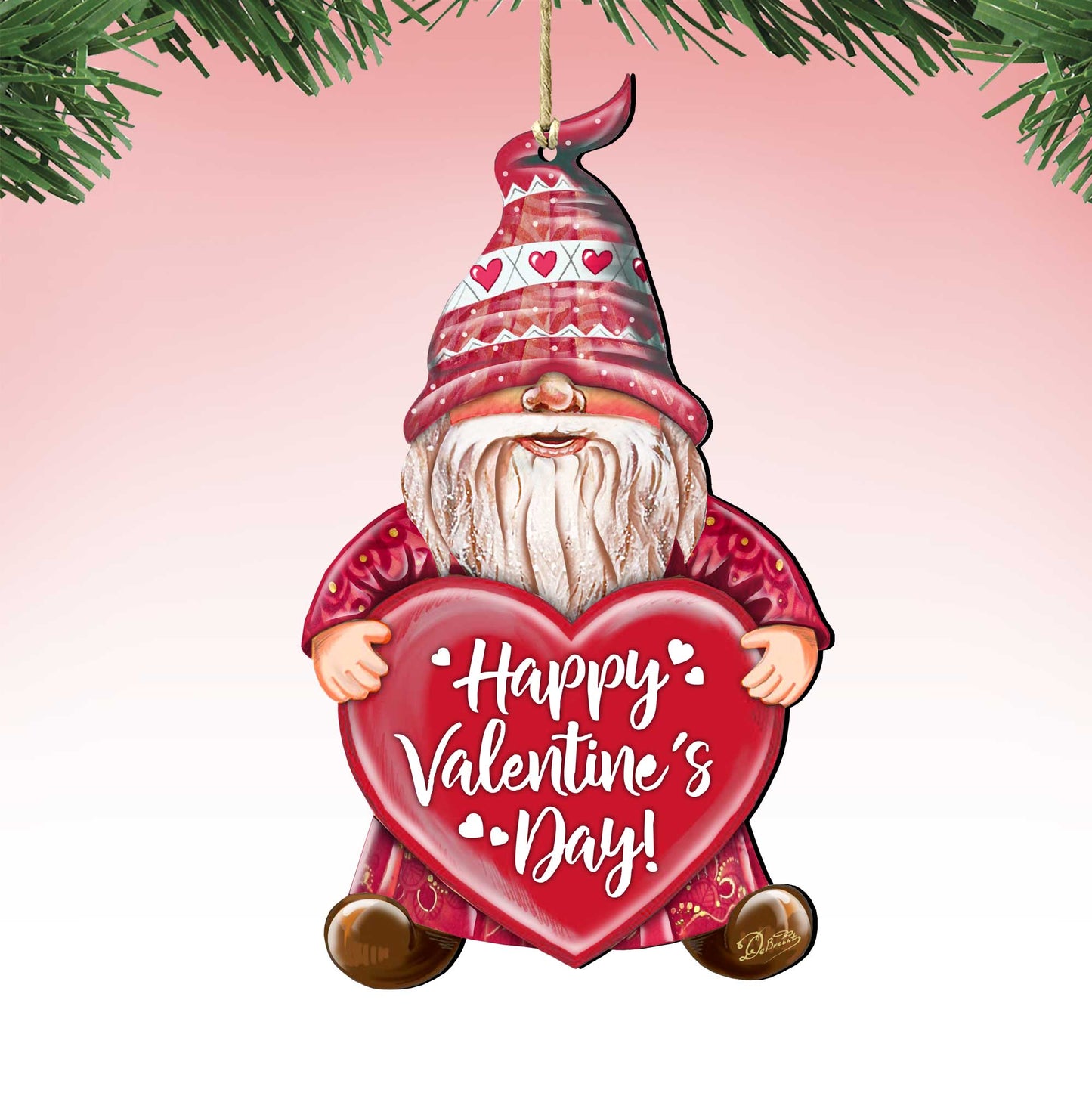 Valentine Gnome Wooden Ornaments by G.DeBrekht - Love Family Kids Decor - 8611020-S2