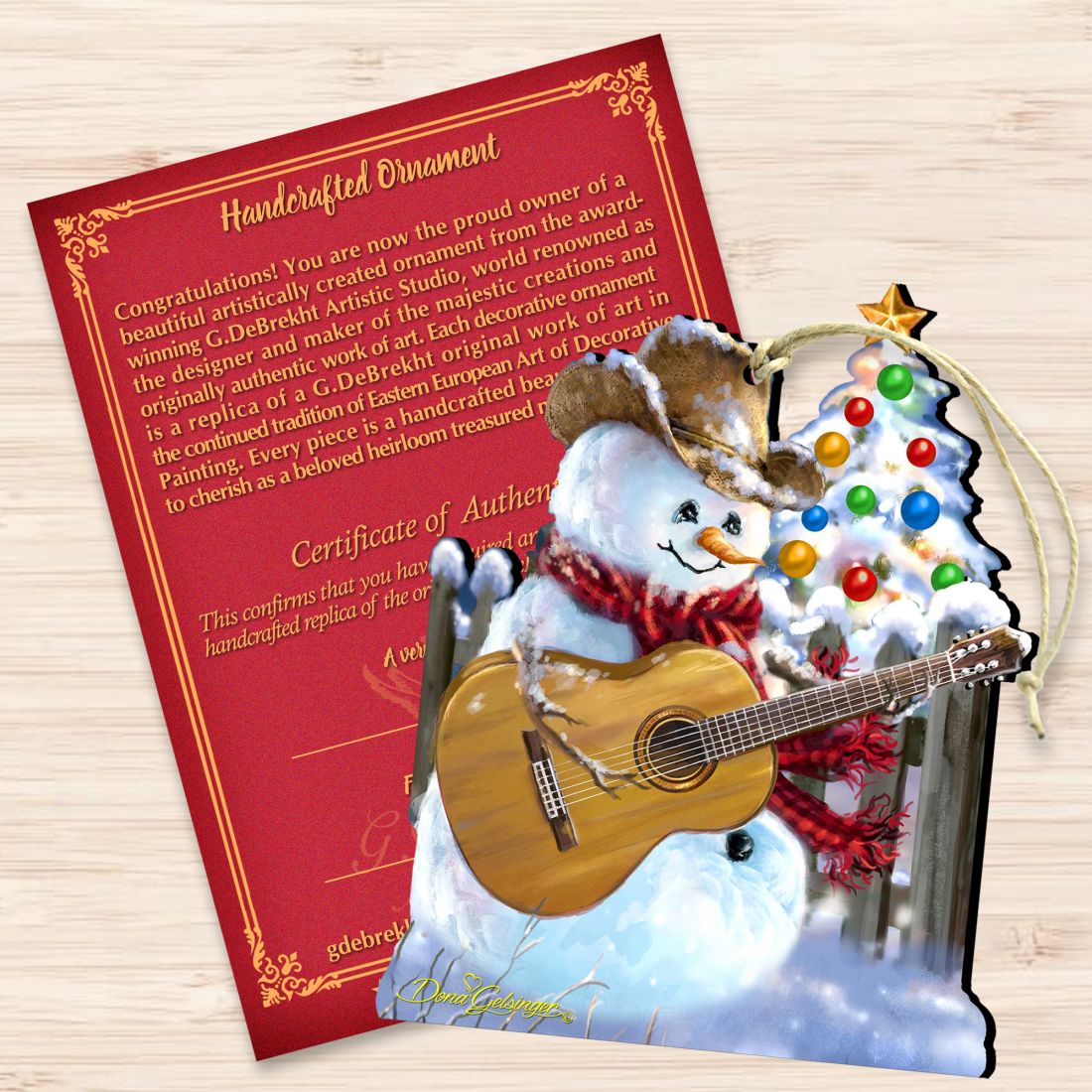 Guitar Rocker Snowman Wooden Ornaments by Gelsinger - Christmas Santa Snowman Decor - 8121120-1531