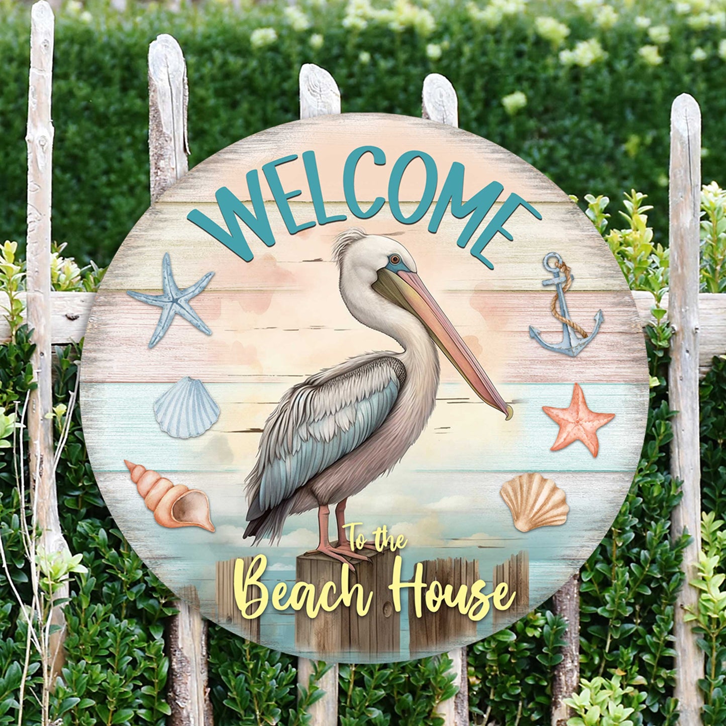 Pelican Welcome Sign Front door welcome sign Main entrance banner Welcome sign - Wooden front porch decor - 933113H