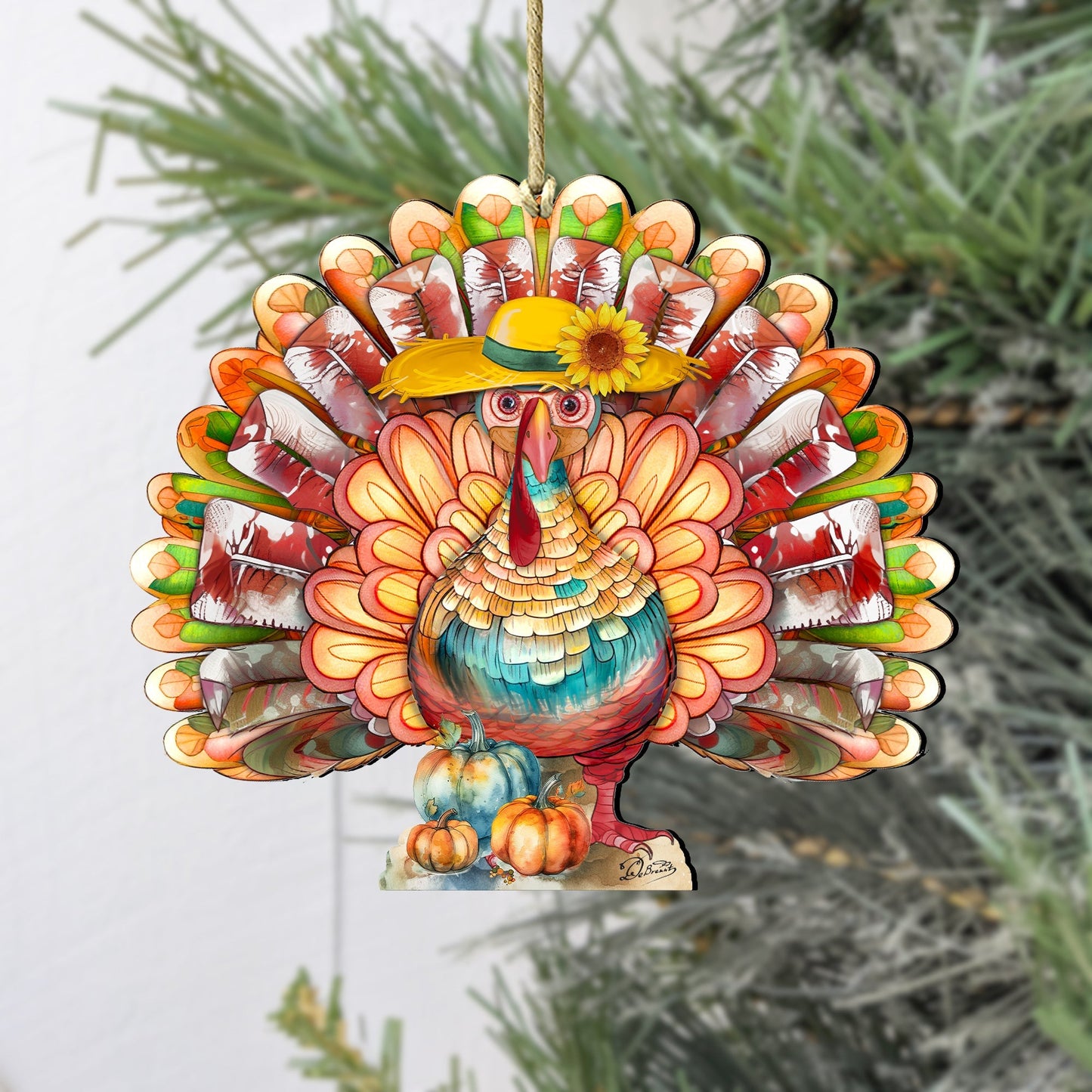 Thanksgiving Turkey Wooden Ornaments by G. DeBrekht Thanksgiving Decor - 8611055