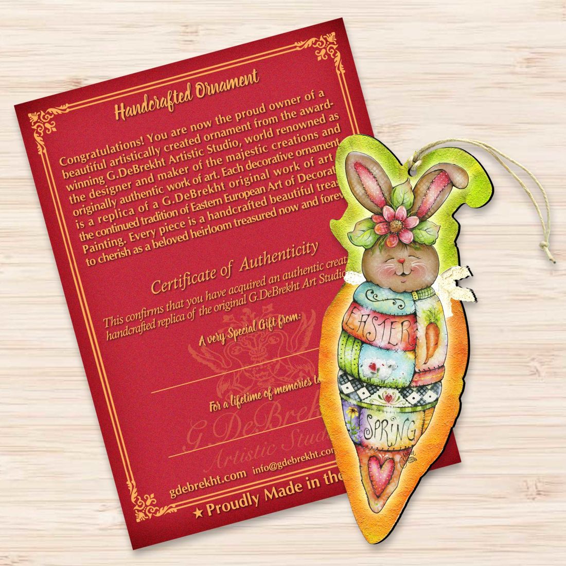 Carrot Bunny Wooden Ornaments Spring by Jamie Mills-Price - Easter Spring Decor - 8457609