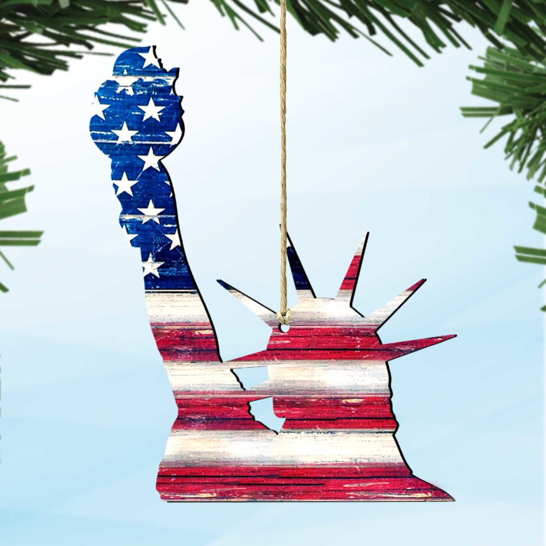Statue of Liberty Rustic Wooden Ornaments - American Patriotic Decor - 8198918