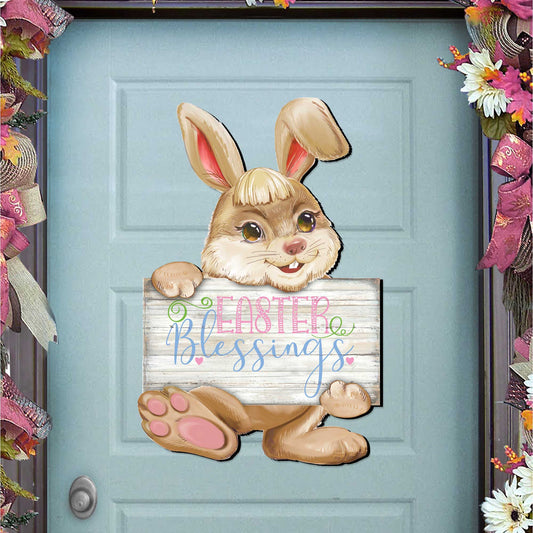 Easter Blessing Bunny Wooden Door Hanger by G. DeBrekht - Easter Spring Decor - 815433-3H
