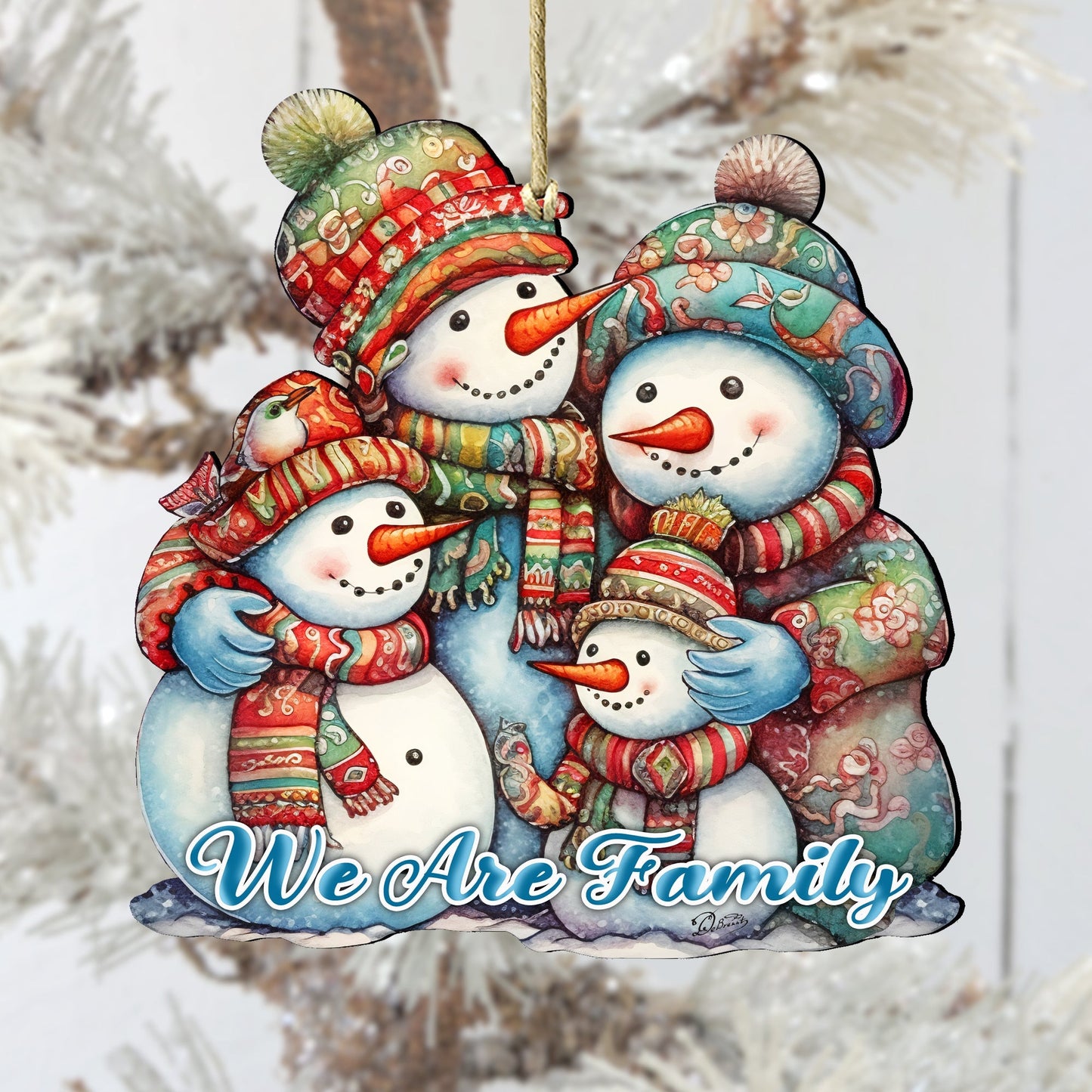 Snowmen Family Wooden Ornaments by G. Debrekht Christmas Santa Snowman Decor - 8611057