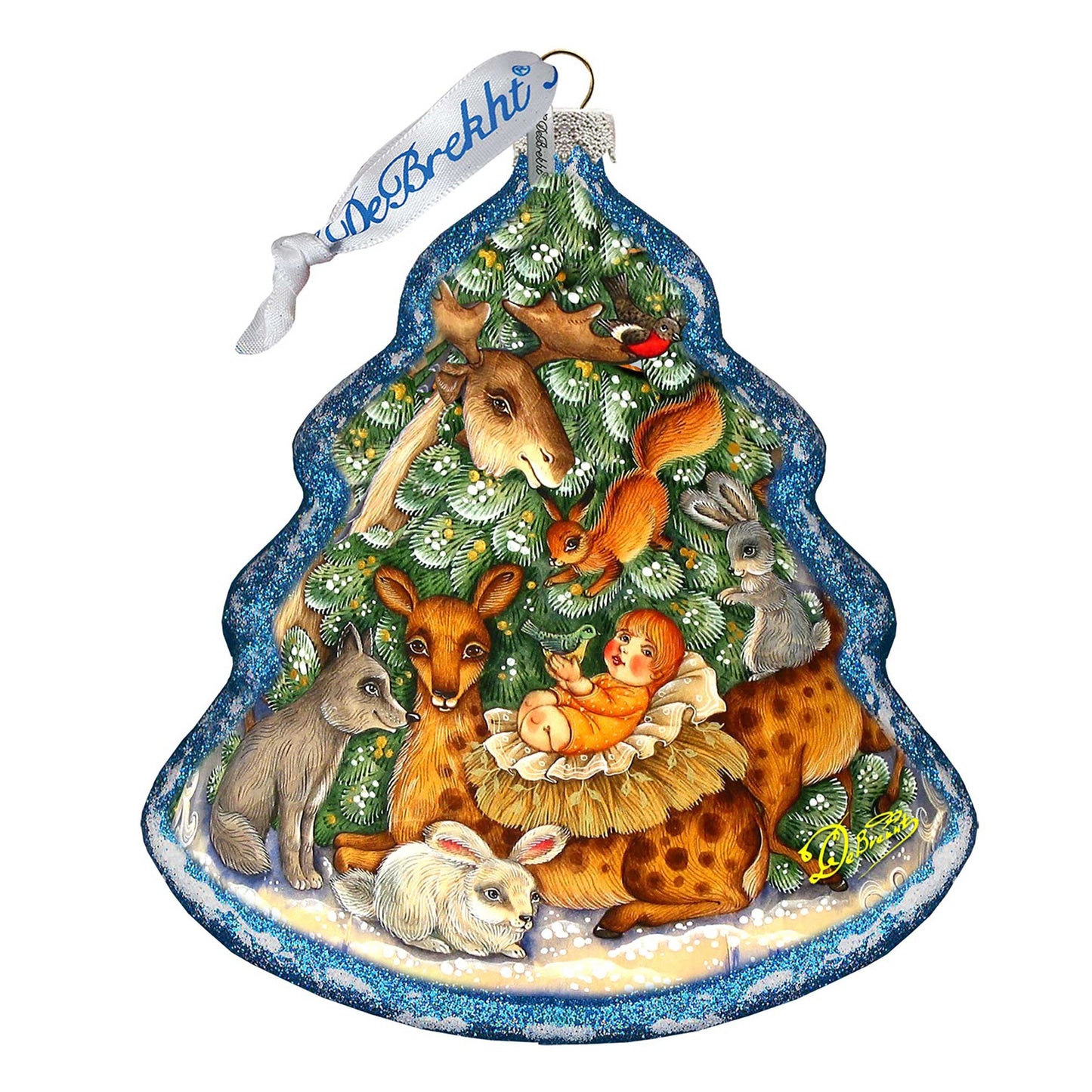 Forest Nativity Glass Ornament by G. DeBrekht - Wildlife Holiday Decor - 762-045