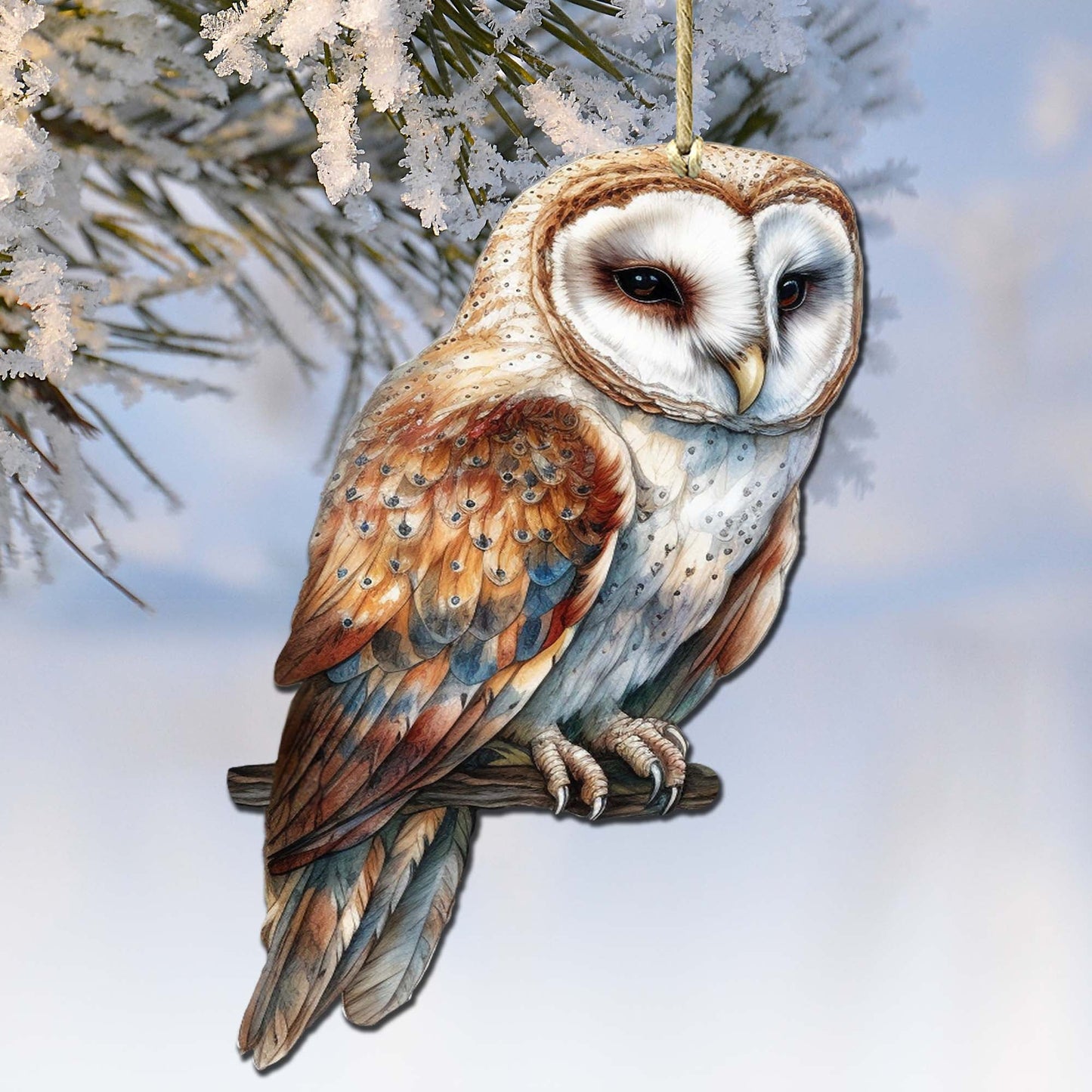 Alaskan Short-eared Owl Wooden Ornaments by G.Debrekht - Wildlife Holiday Decor - 8710004-4