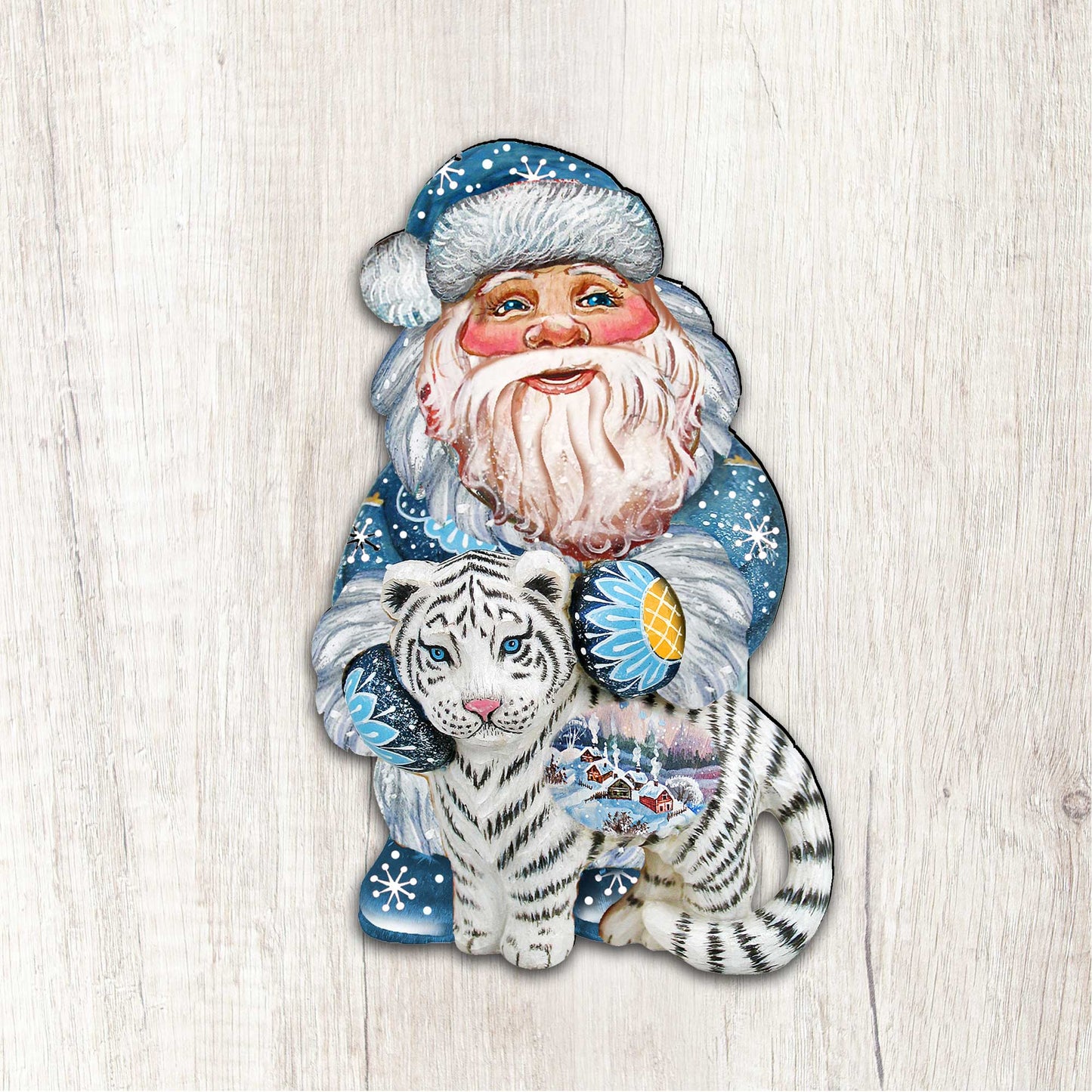 White Tiger Santa Christmas Door Decor by G. DeBrekht - Christmas Santa Snowman Decor - 8118091H