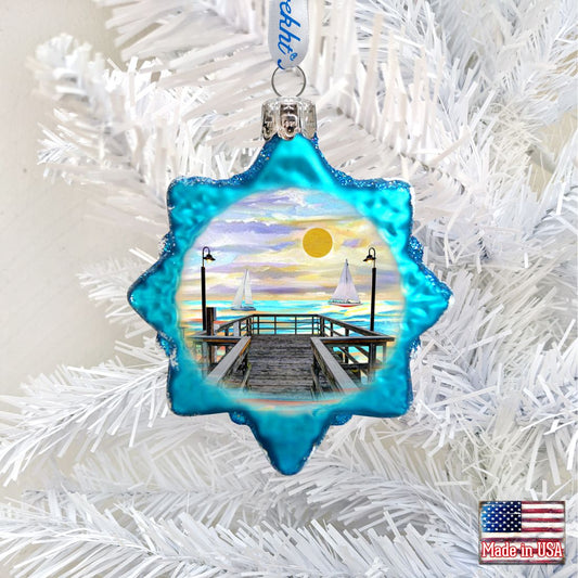 Boats at Pier Mercury Glass Ornament by G. DeBrekht - Coastal Holiday Decor - 775482