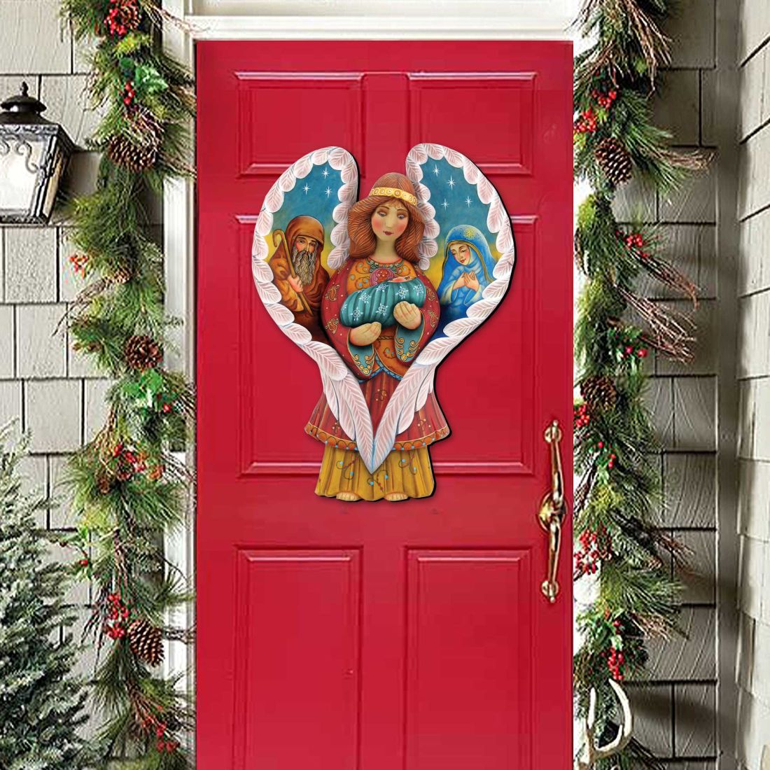 Holy Family Angel Door Decor by G. DeBrekht - Nativity Holiday Decor - 8154107H