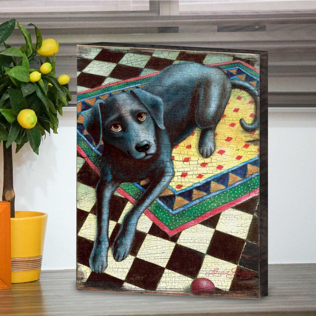 Ready When You Are Wooden Wall Art by Laura Seeley - Pets Dog and Cats Decor - 8511117B
