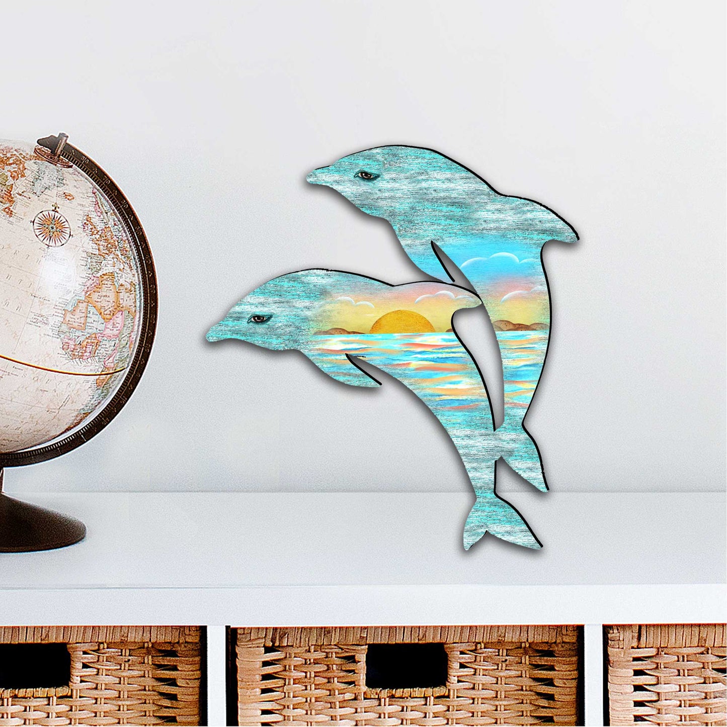 Dolphins Decorative Coastal Door Decor by G. DeBrekht - Coastal Holiday Decor - 8198519H