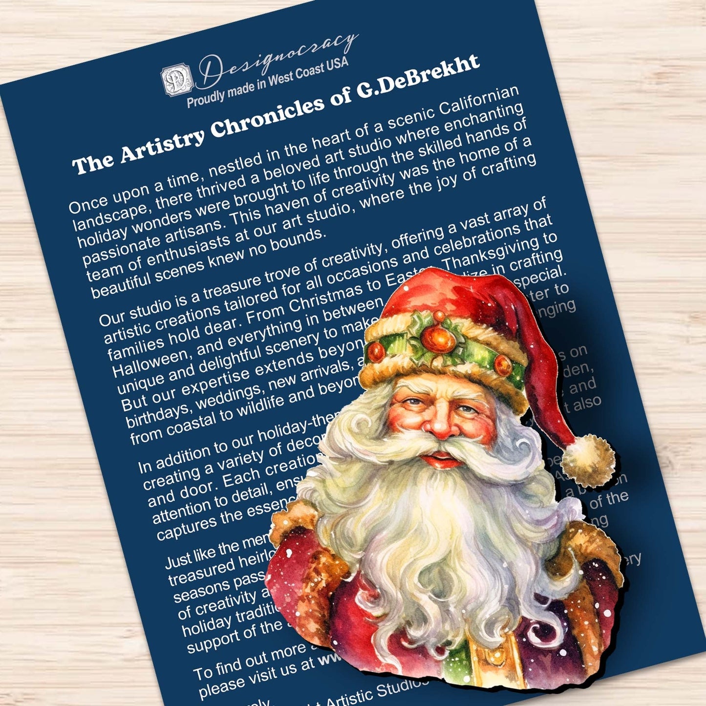 Jolly Santa Faces Decorative Wooden Clip-on Ornaments Set of 3 by G. Debrekht - Christmas Decor - 8091045C-S3