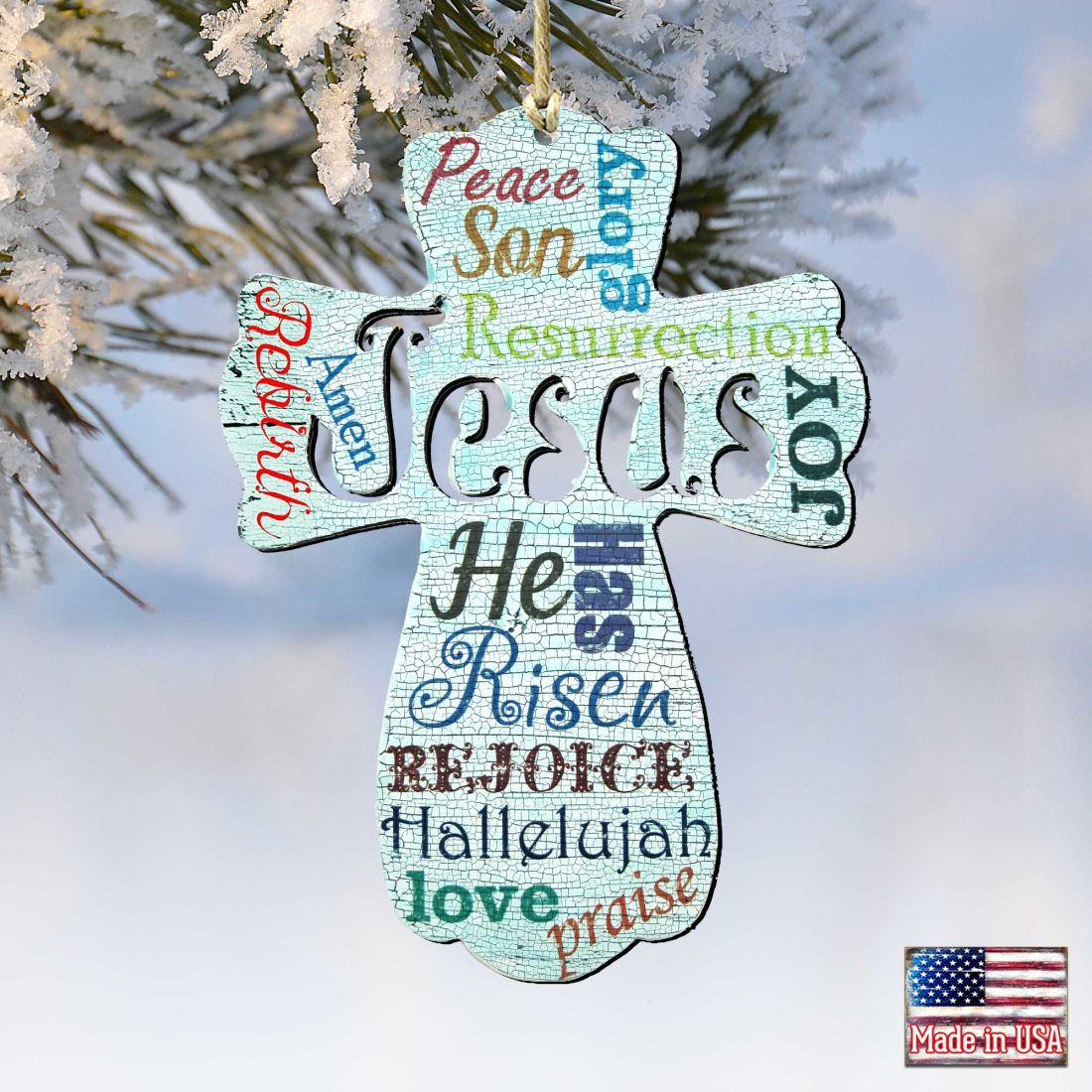 Jesus Cross Wooden Ornaments by G. DeBrekht - Easter Spring Decor - 8198715