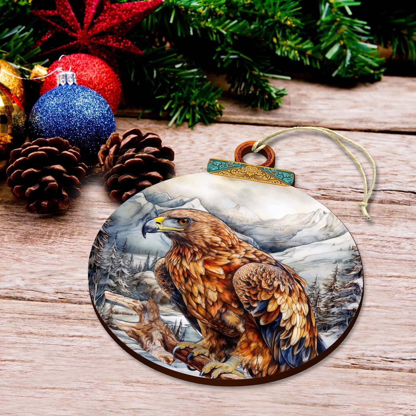 Golden Eagle Majesty Wooden Ornaments by G.Debrekht - Wildlife Holiday Decor - 870062