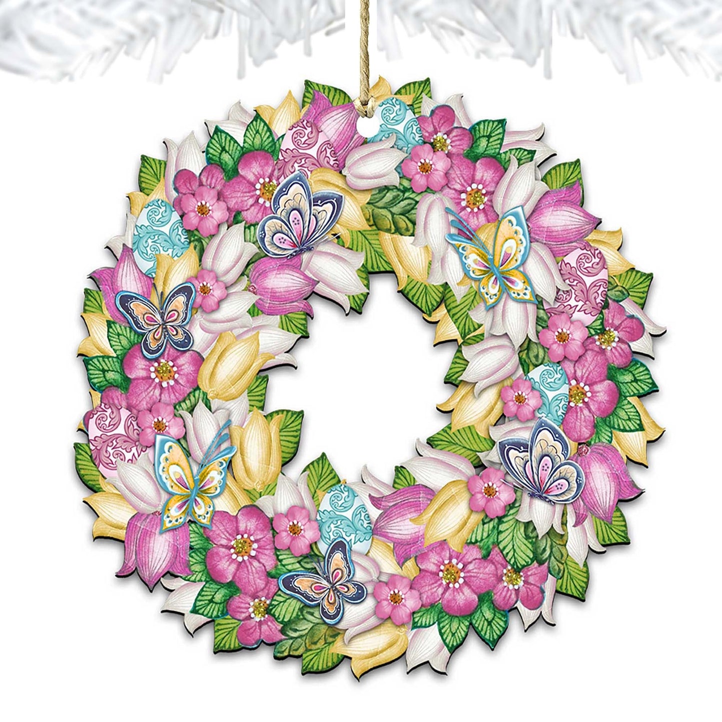 Flowers Spring Wreath Wooden Ornaments by G. DeBrekht - Easter Spring Decor - 8185301