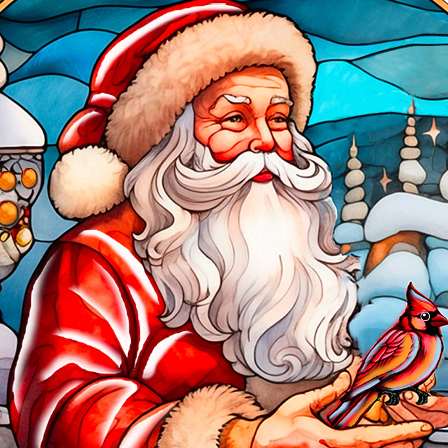 Santa with Red Cardinal Holiday Door Decor by G. Debrekht - Santa Snowman Decor - 8652807H