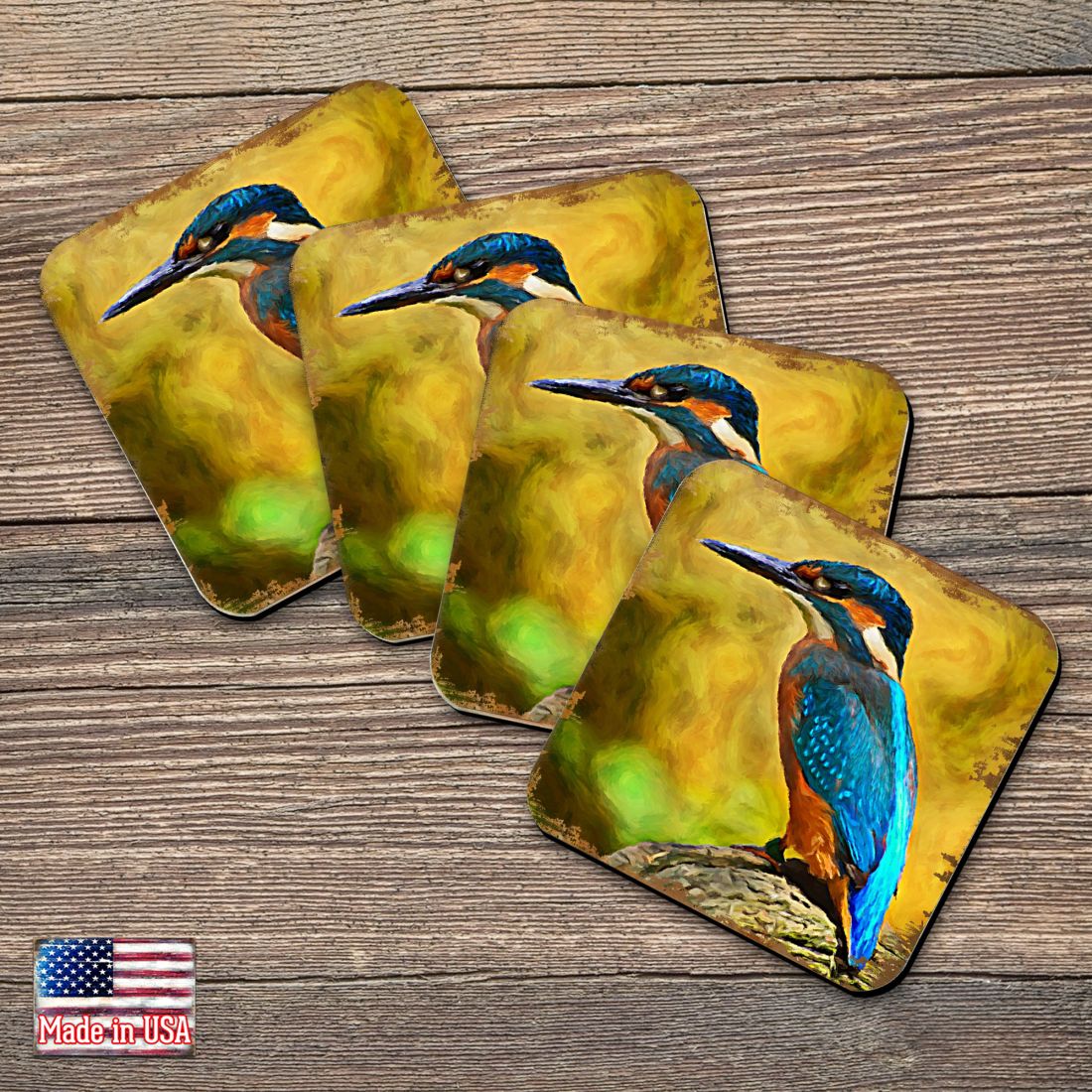 Bird Wooden Cork Coasters Gift Set of 4 by Nature Wonders - Nature Wildlife Decor  - 95298C-S4
