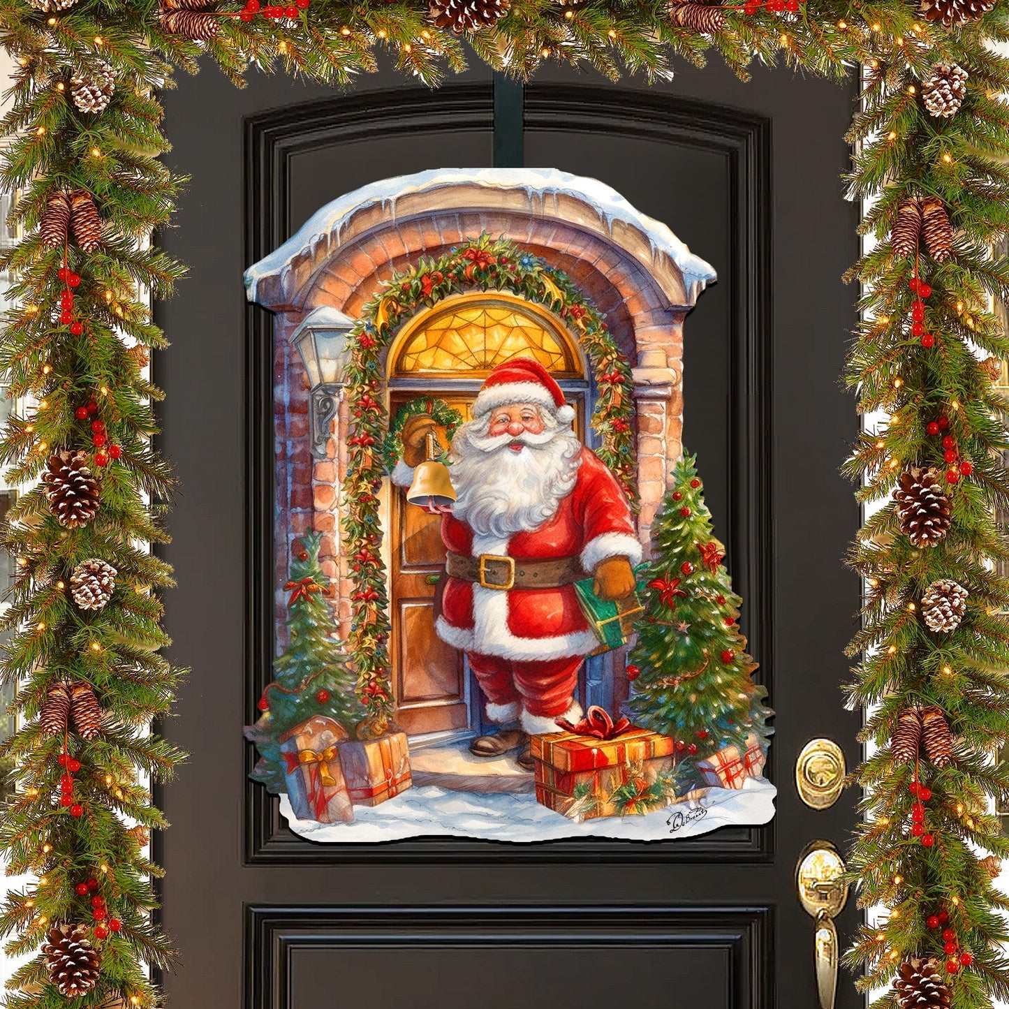 Knocking the door Santa Holiday Door Decor  by G. Debrekht - Christmas Decor - 8611044H