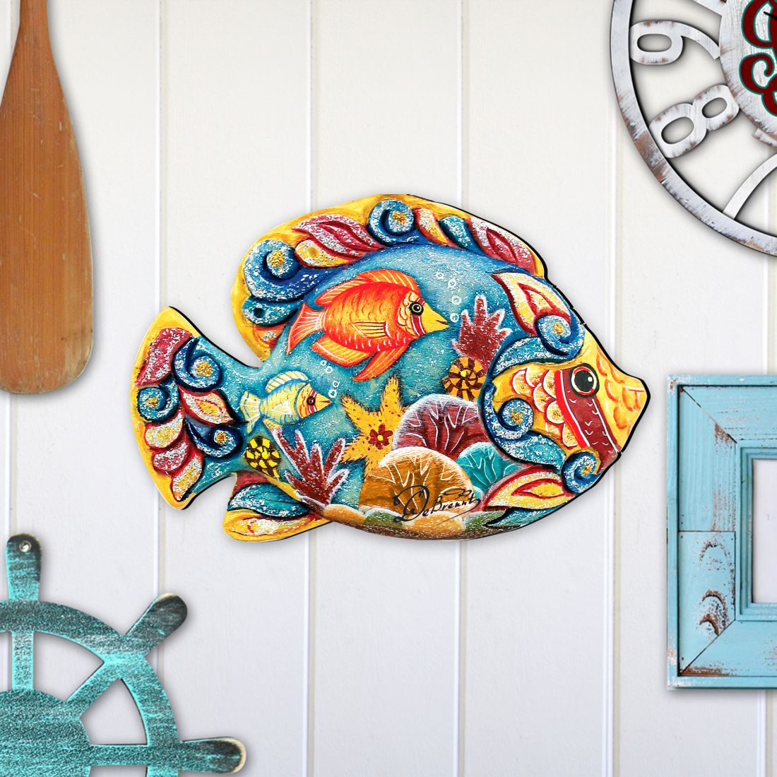 Tropical Fish Beach House Door Decor by G. DeBrekht - Coastal Holiday Decor - 8126121H