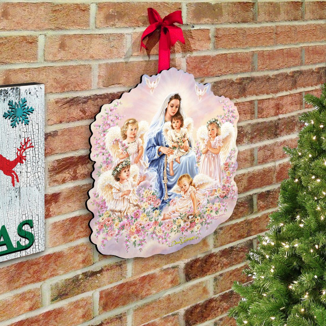 Gift of Love Angel Wreath Door Decor by D. Gelsinger - Nativity Holiday Decor - 8461031H-0108